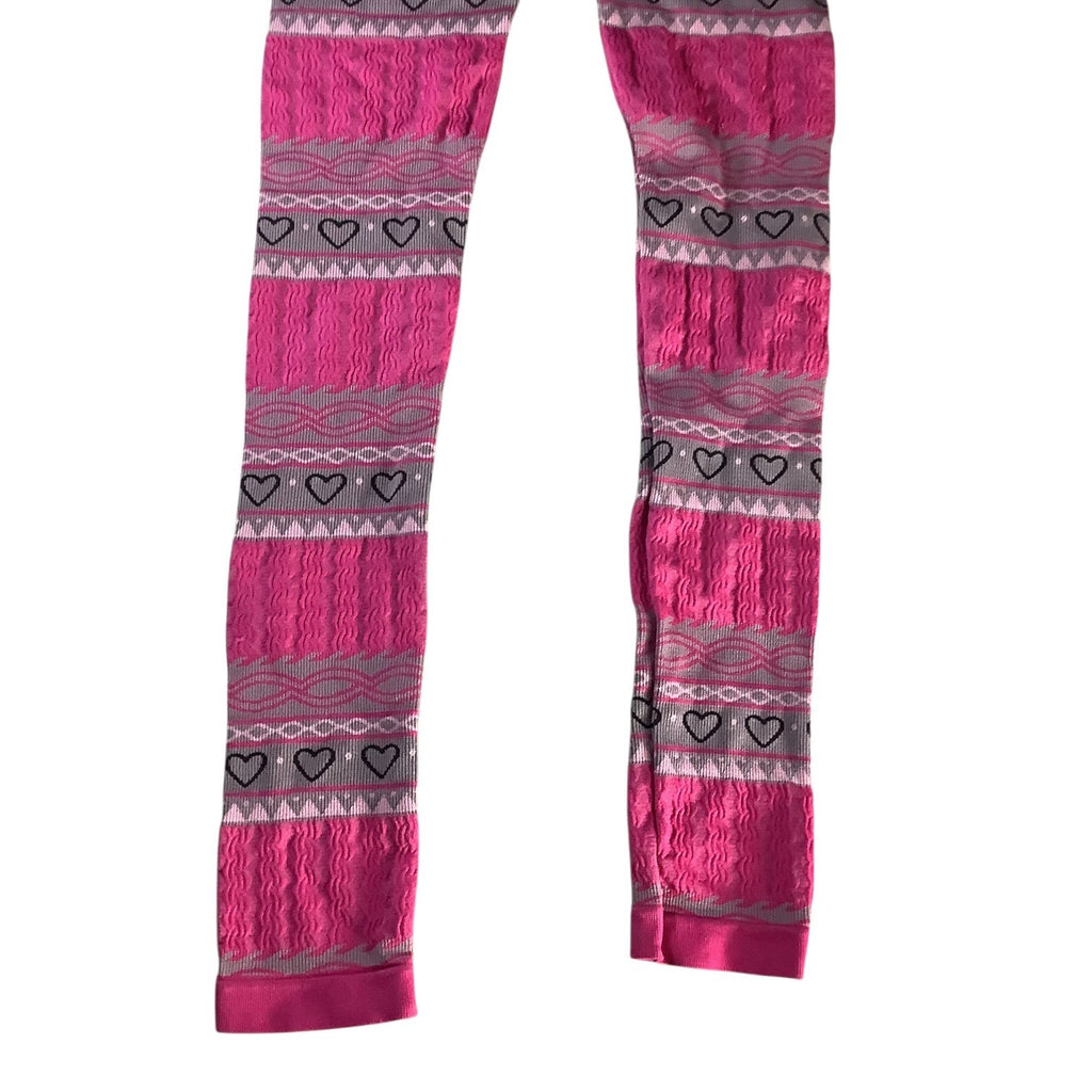 One Step Up Girls Pink & Gray Heart Pattern Leggings One Size (7-16) Nylon Blend
