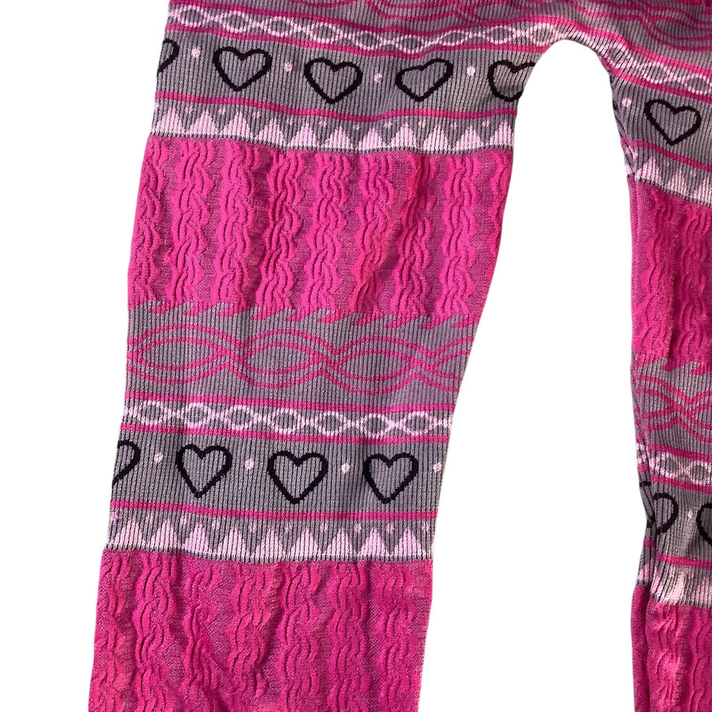 One Step Up Girls Pink & Gray Heart Pattern Leggings One Size (7-16) Nylon Blend