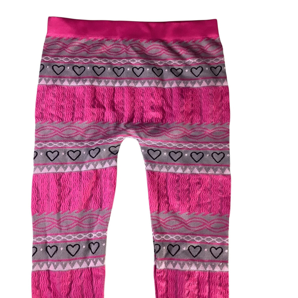 One Step Up Girls Pink & Gray Heart Pattern Leggings One Size (7-16) Nylon Blend