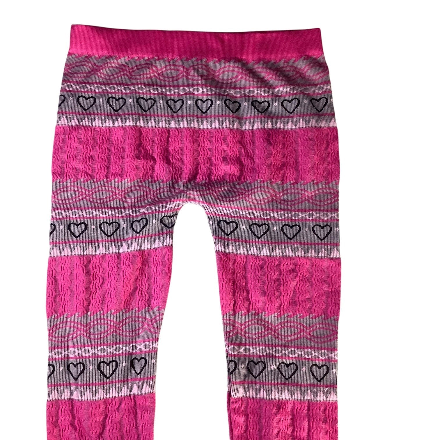 One Step Up Girls Pink & Gray Heart Pattern Leggings One Size (7-16) Nylon Blend