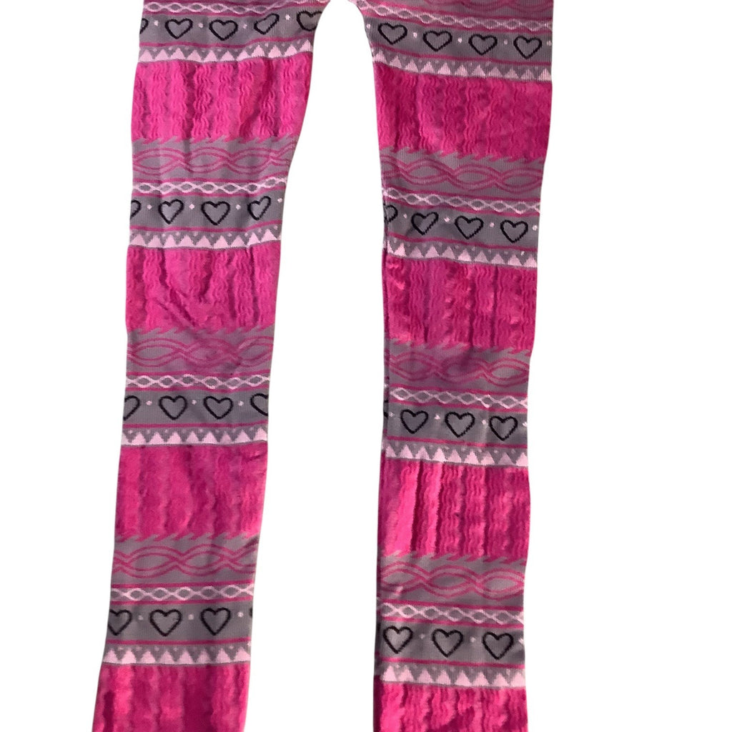 One Step Up Girls Pink & Gray Heart Pattern Leggings One Size (7-16) Nylon Blend