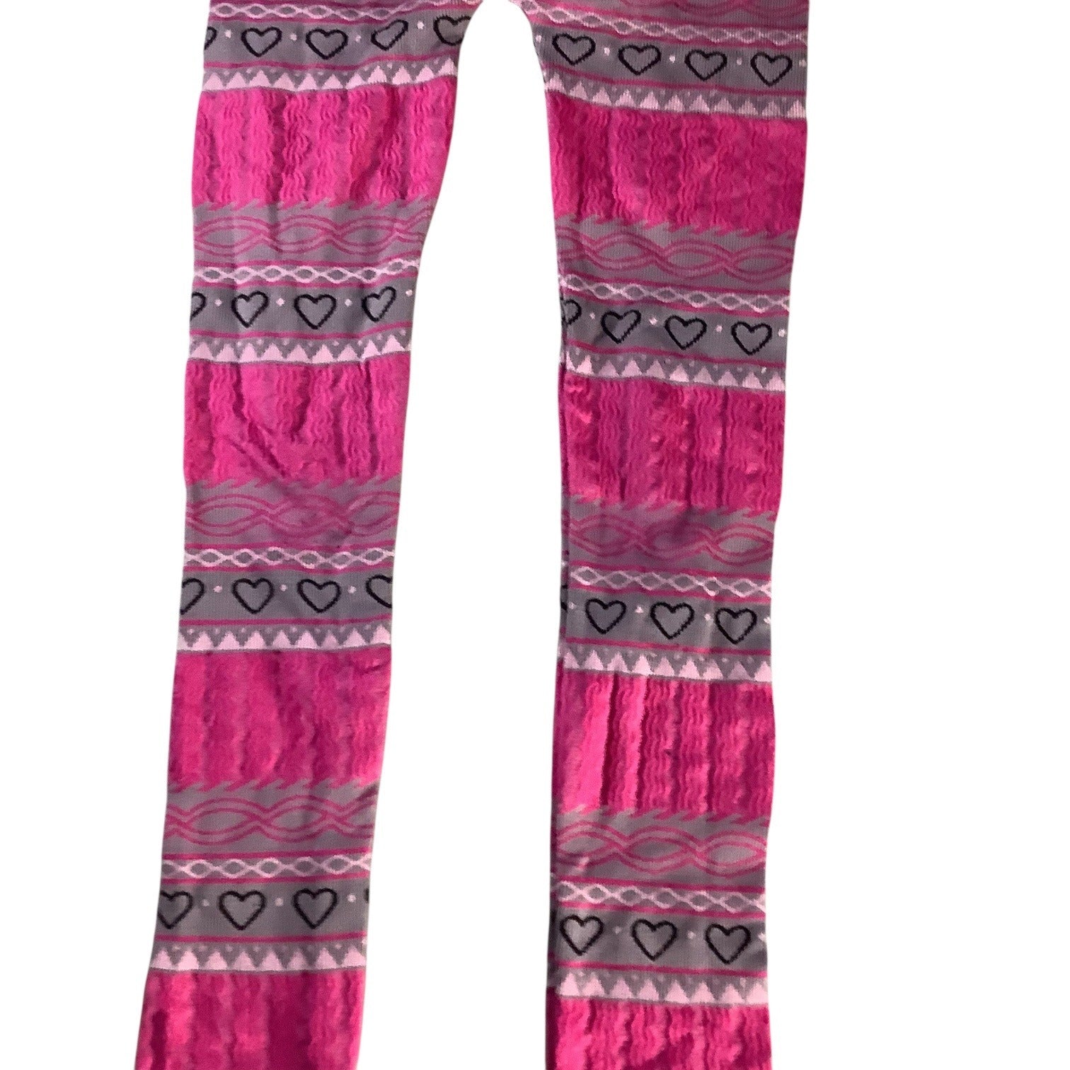 One Step Up Girls Pink & Gray Heart Pattern Leggings One Size (7-16) Nylon Blend