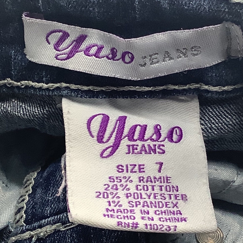 Yaso Jeans Baby Girl Distressed Denim Shorts  Size 7 Blue