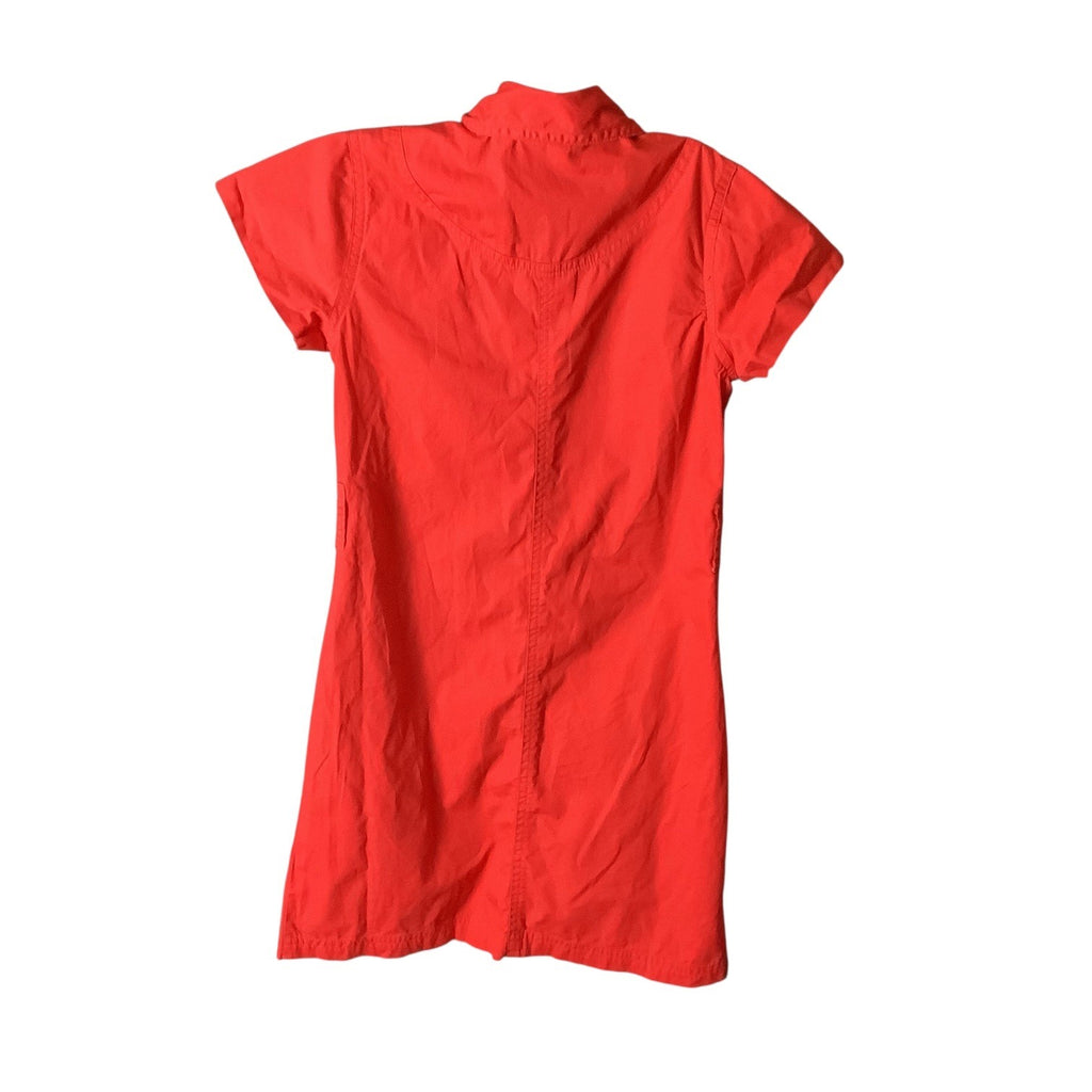 NoFuze Girls Red Button Up Dress Size S Cotton Short Sleeves Collared 3 Pockets