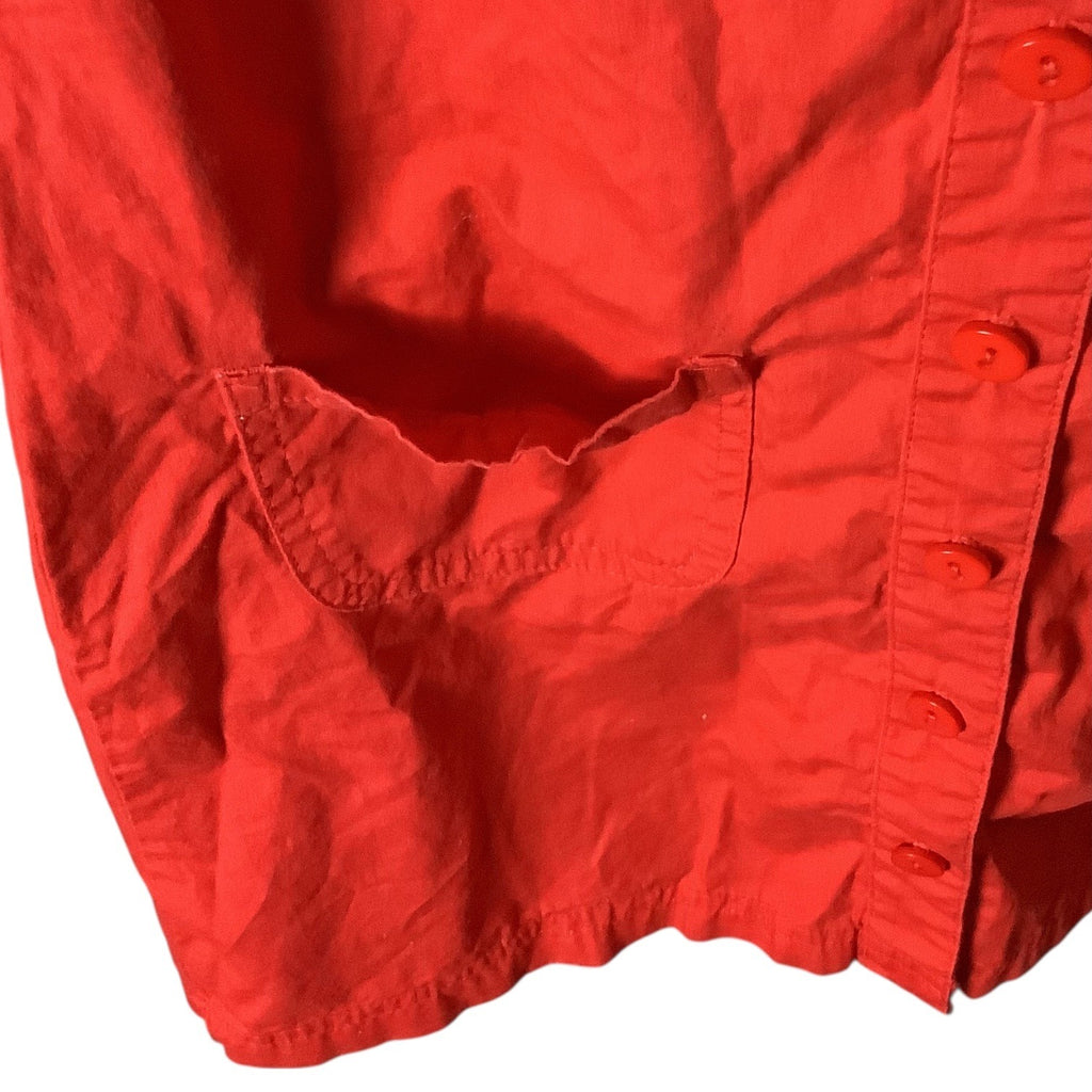 NoFuze Girls Red Button Up Dress Size S Cotton Short Sleeves Collared 3 Pockets