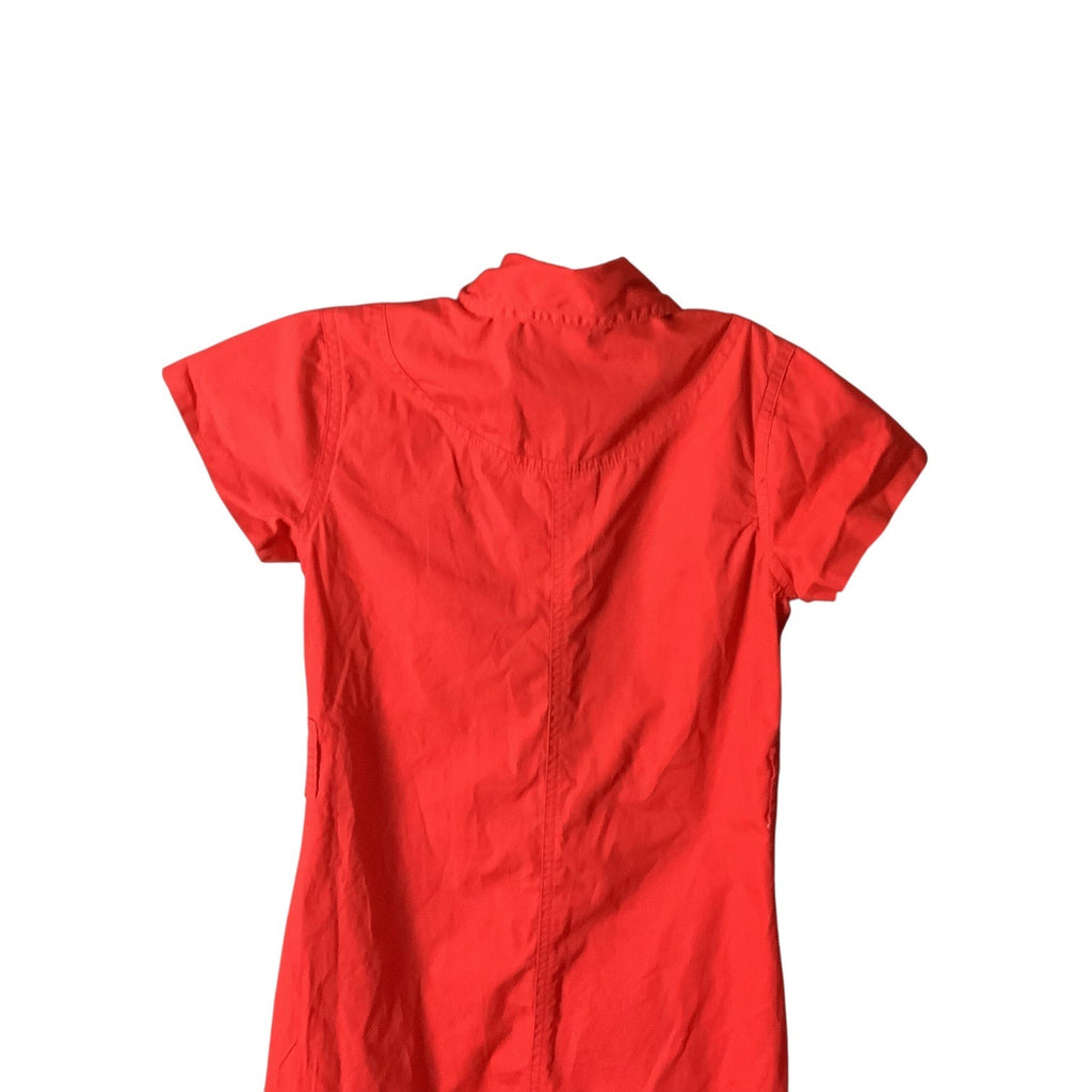 NoFuze Girls Red Button Up Dress Size S Cotton Short Sleeves Collared 3 Pockets