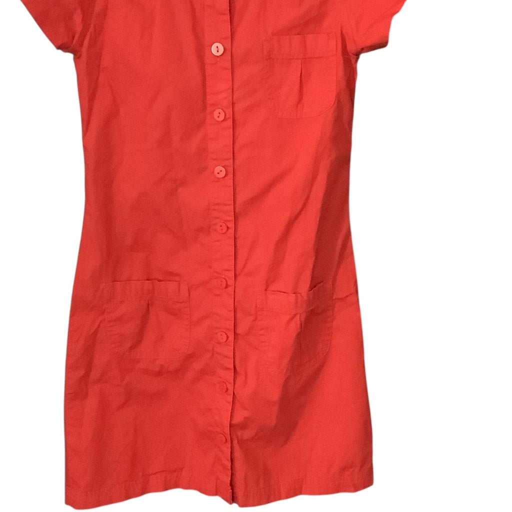 NoFuze Girls Red Button Up Dress Size S Cotton Short Sleeves Collared 3 Pockets