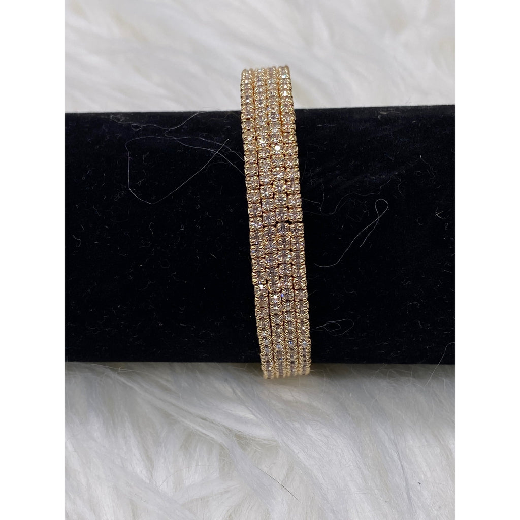 Women's Layered Rhinestones Golden Bangle Bracelet Jewelrly