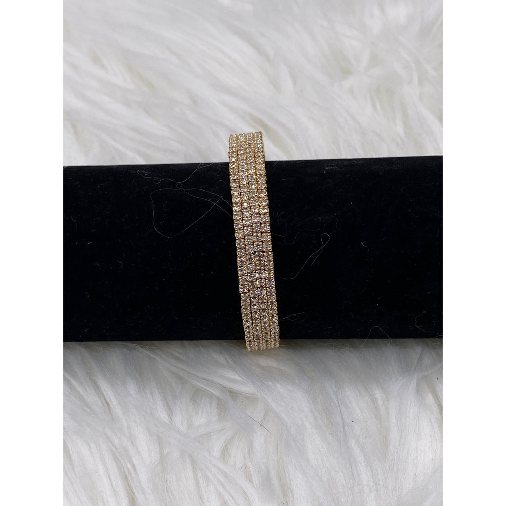 Women's Layered Rhinestones Golden Bangle Bracelet Jewelrly