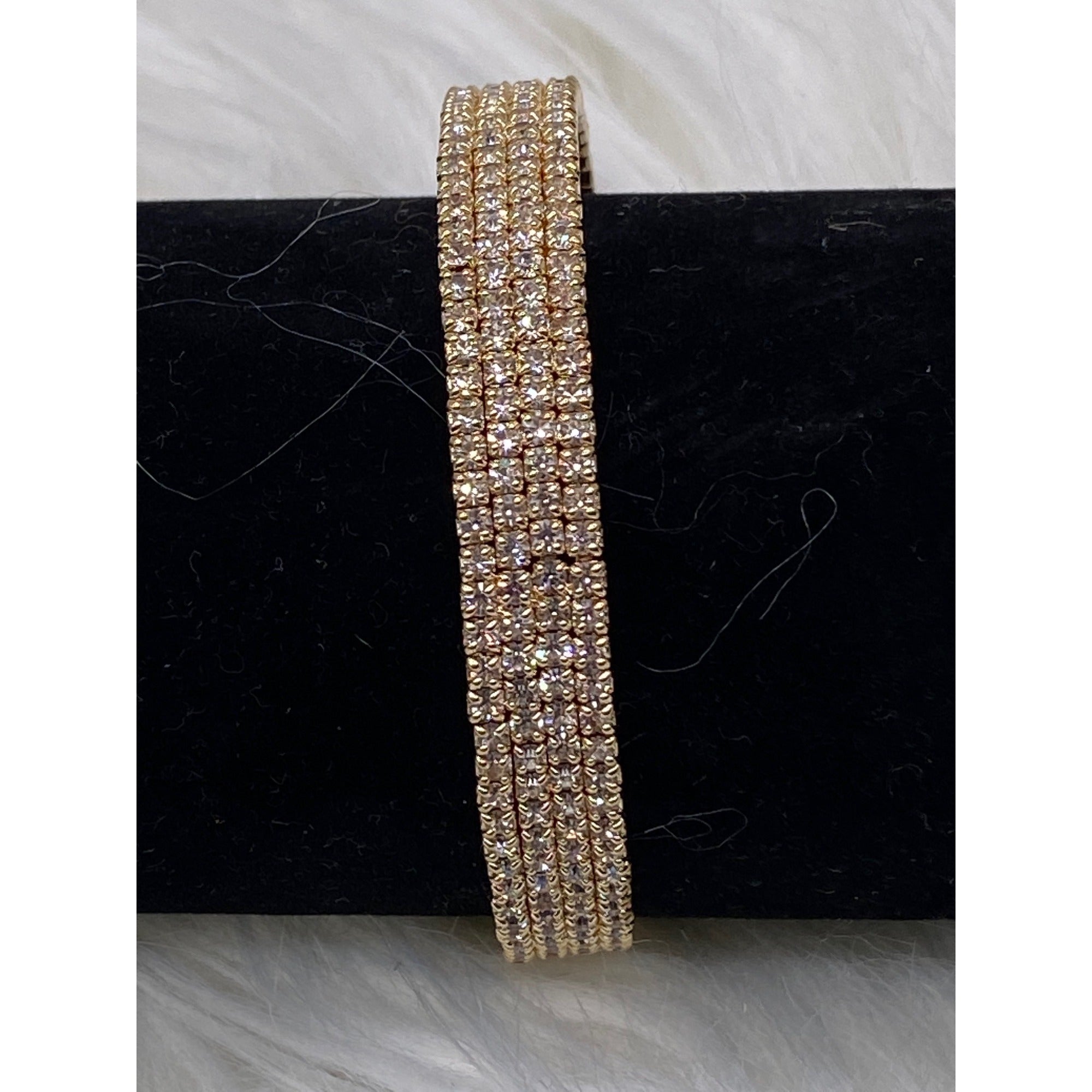 Women's Layered Rhinestones Golden Bangle Bracelet Jewelrly