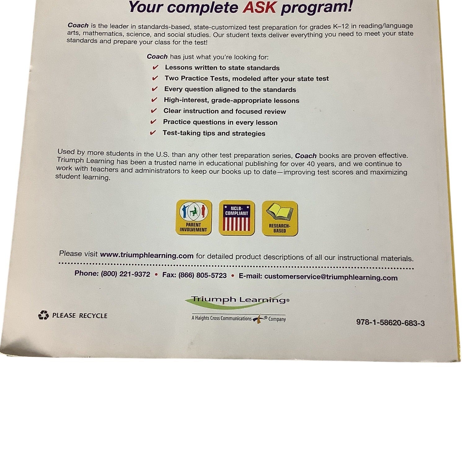 New Jersey ASK Coach Mathematics Grade 2 By Triumph Learning Paperback 2004