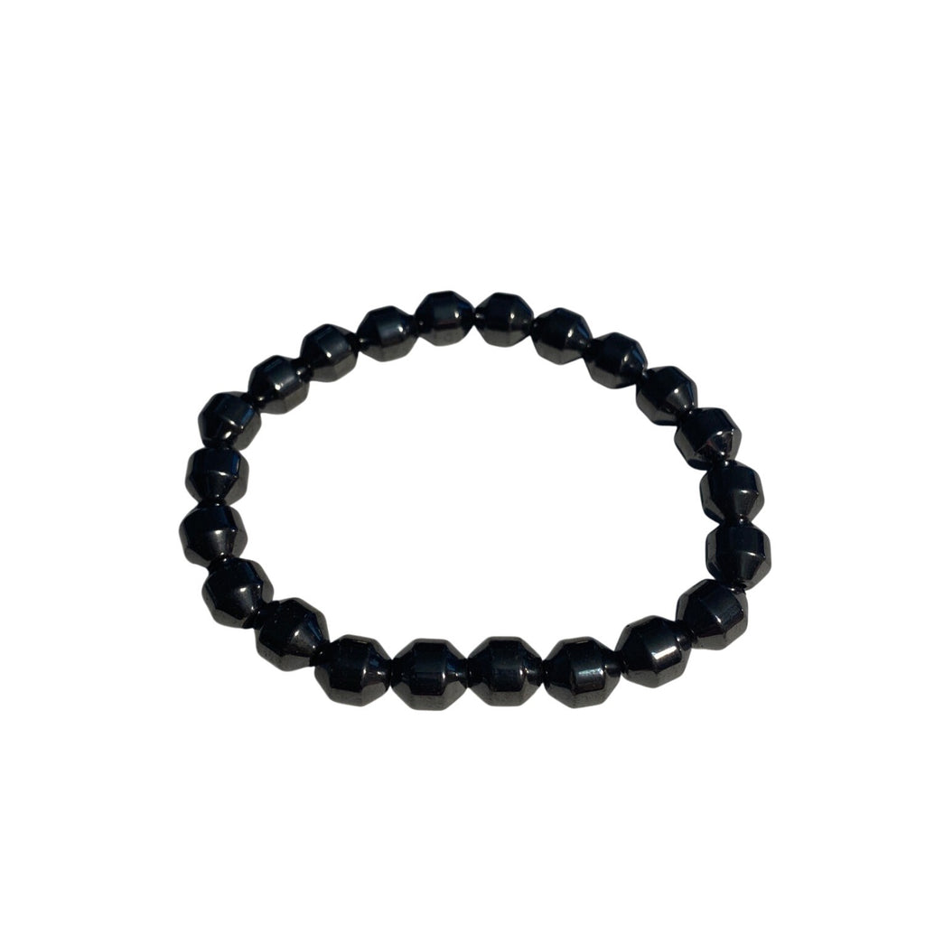 Black Faceted Bead Stretch Bracelet Unisex Fashion Jewelry
