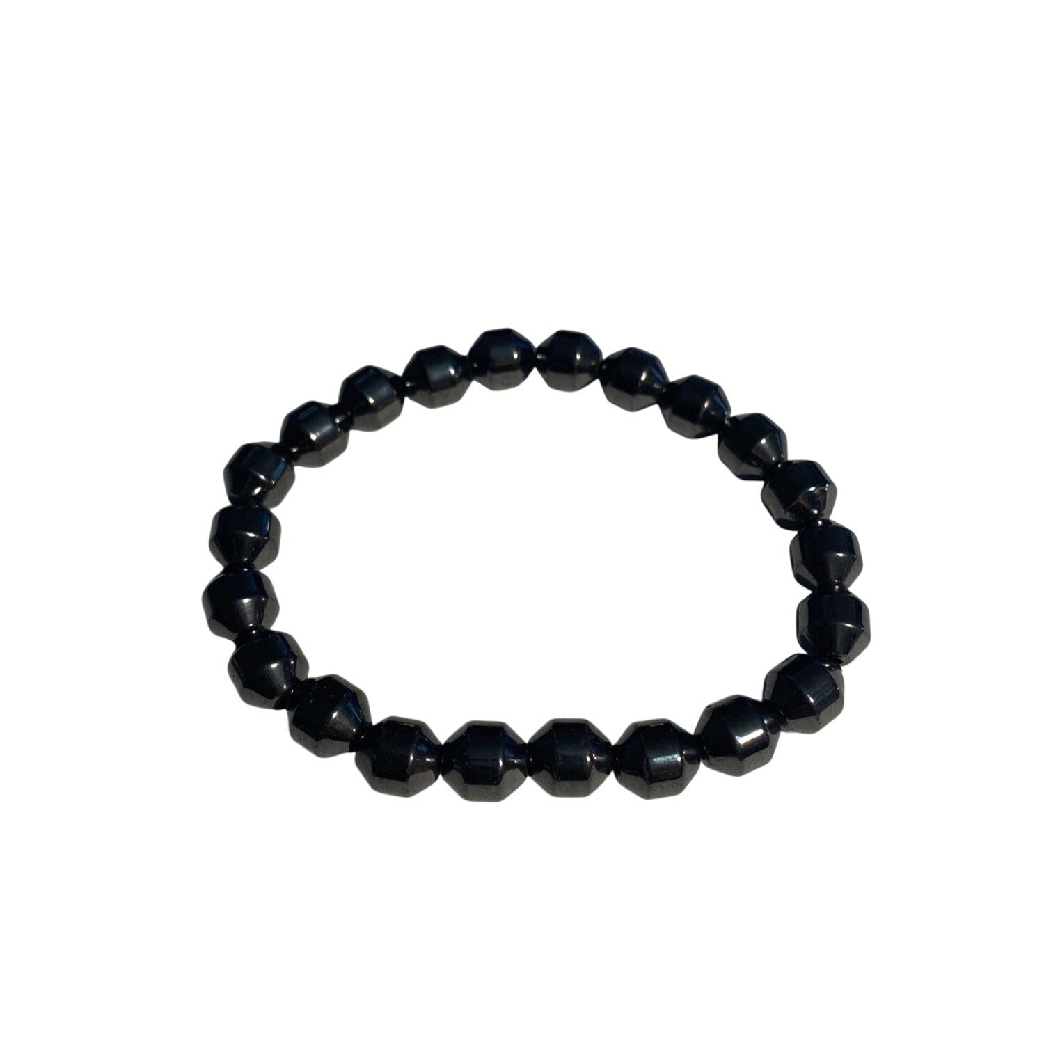 Black Faceted Bead Stretch Bracelet Unisex Fashion Jewelry