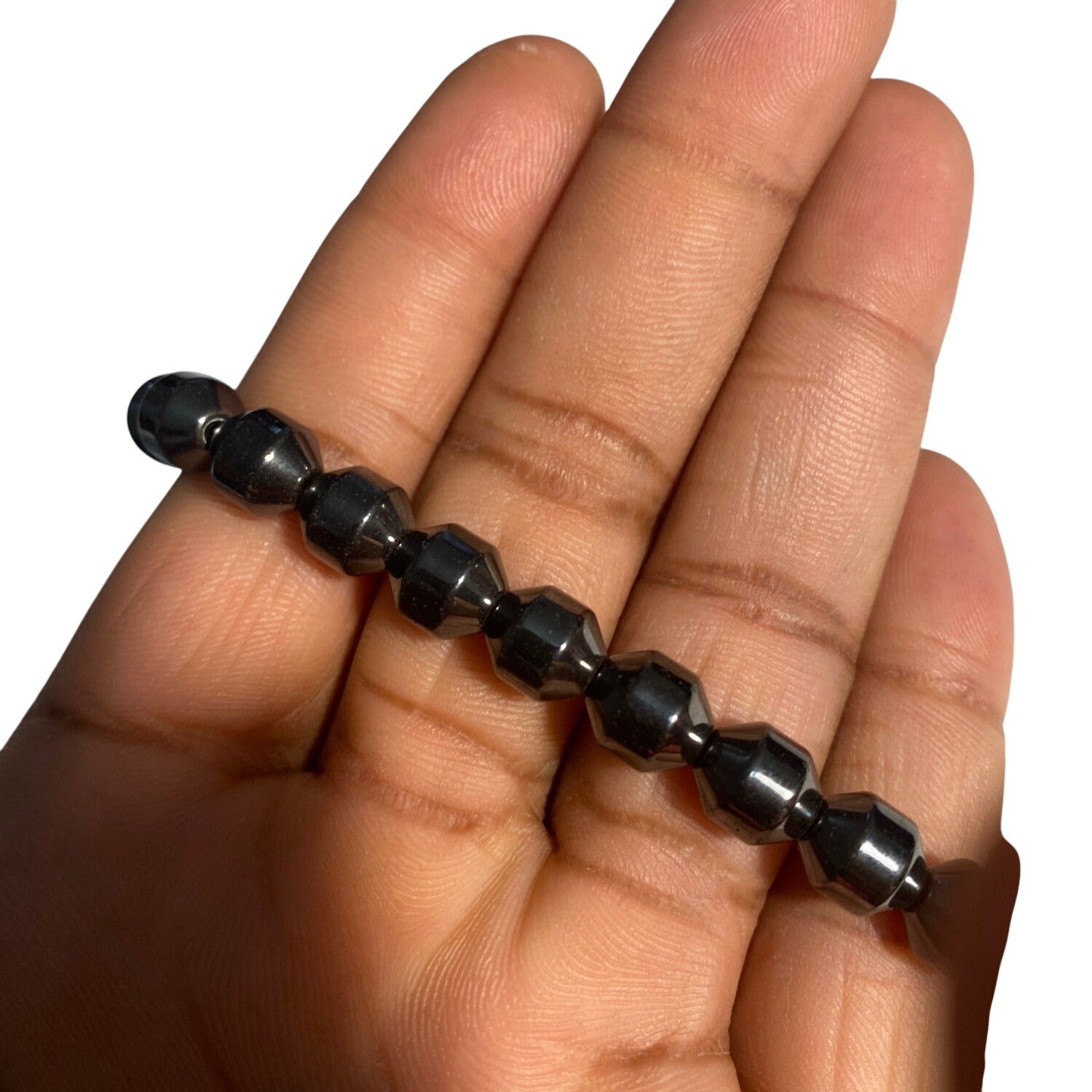 Black Faceted Bead Stretch Bracelet Unisex Fashion Jewelry