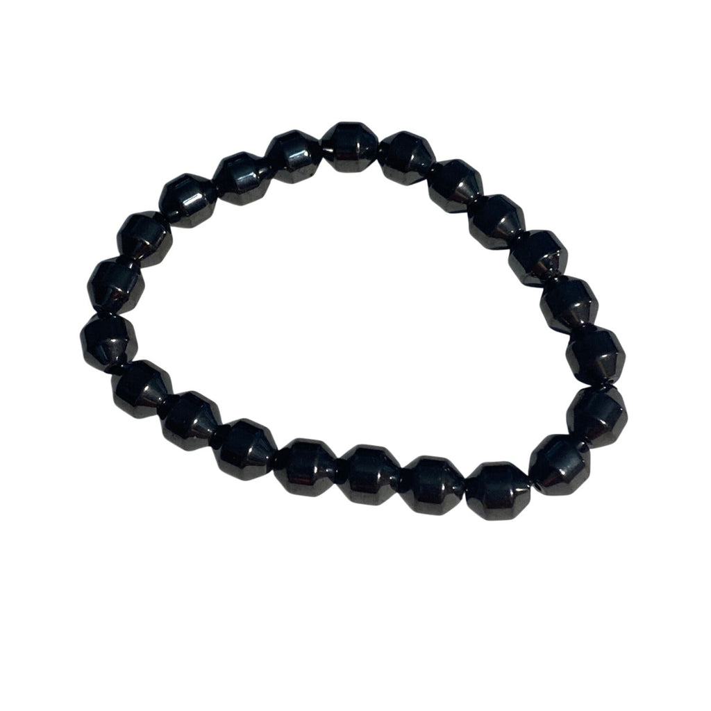 Black Faceted Bead Stretch Bracelet Unisex Fashion Jewelry