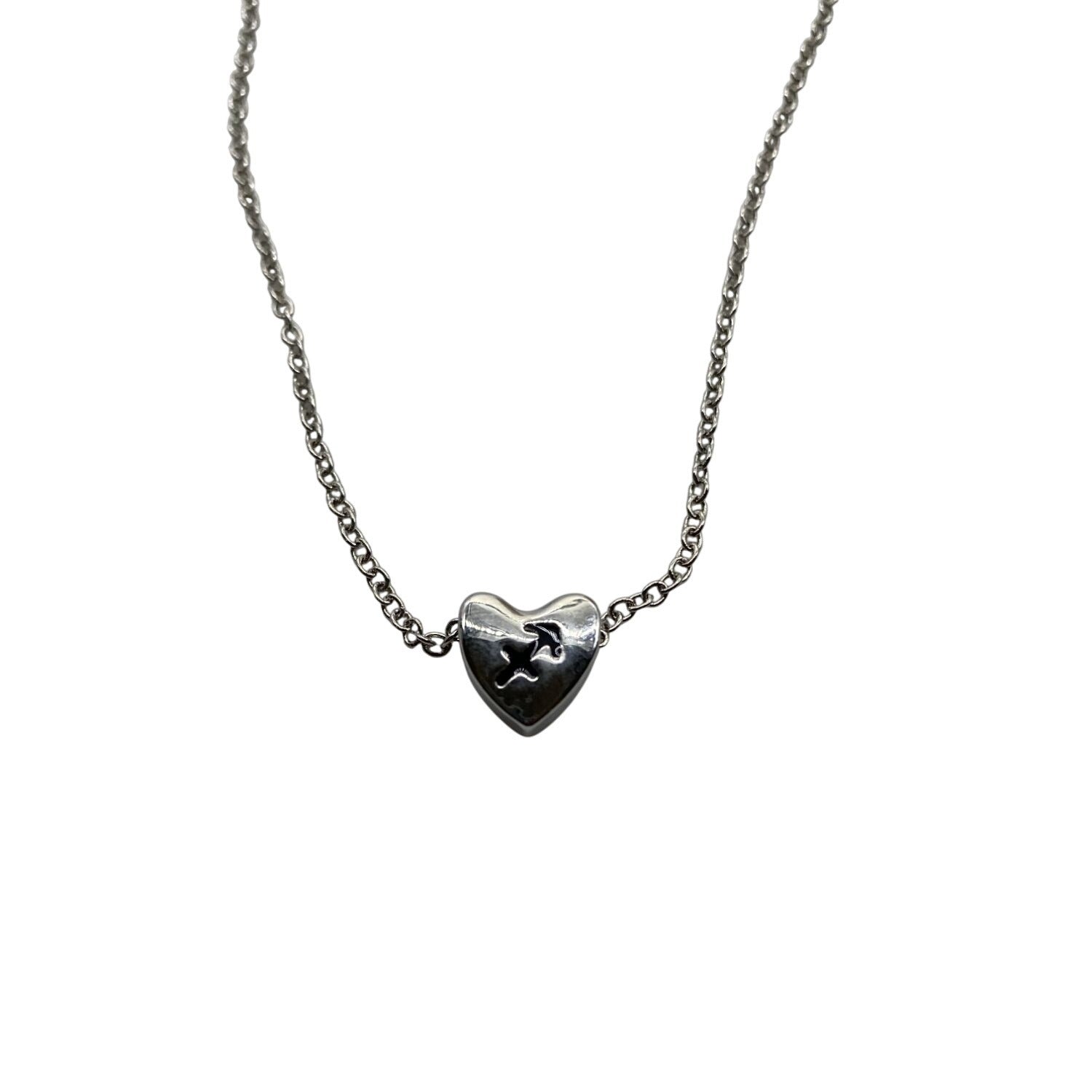 Sagittarius Constellation Heart Pendant Necklace Silver Tone Minimalist Jewelry