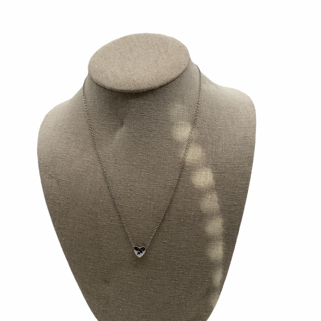 Sagittarius Constellation Heart Pendant Necklace Silver Tone Minimalist Jewelry