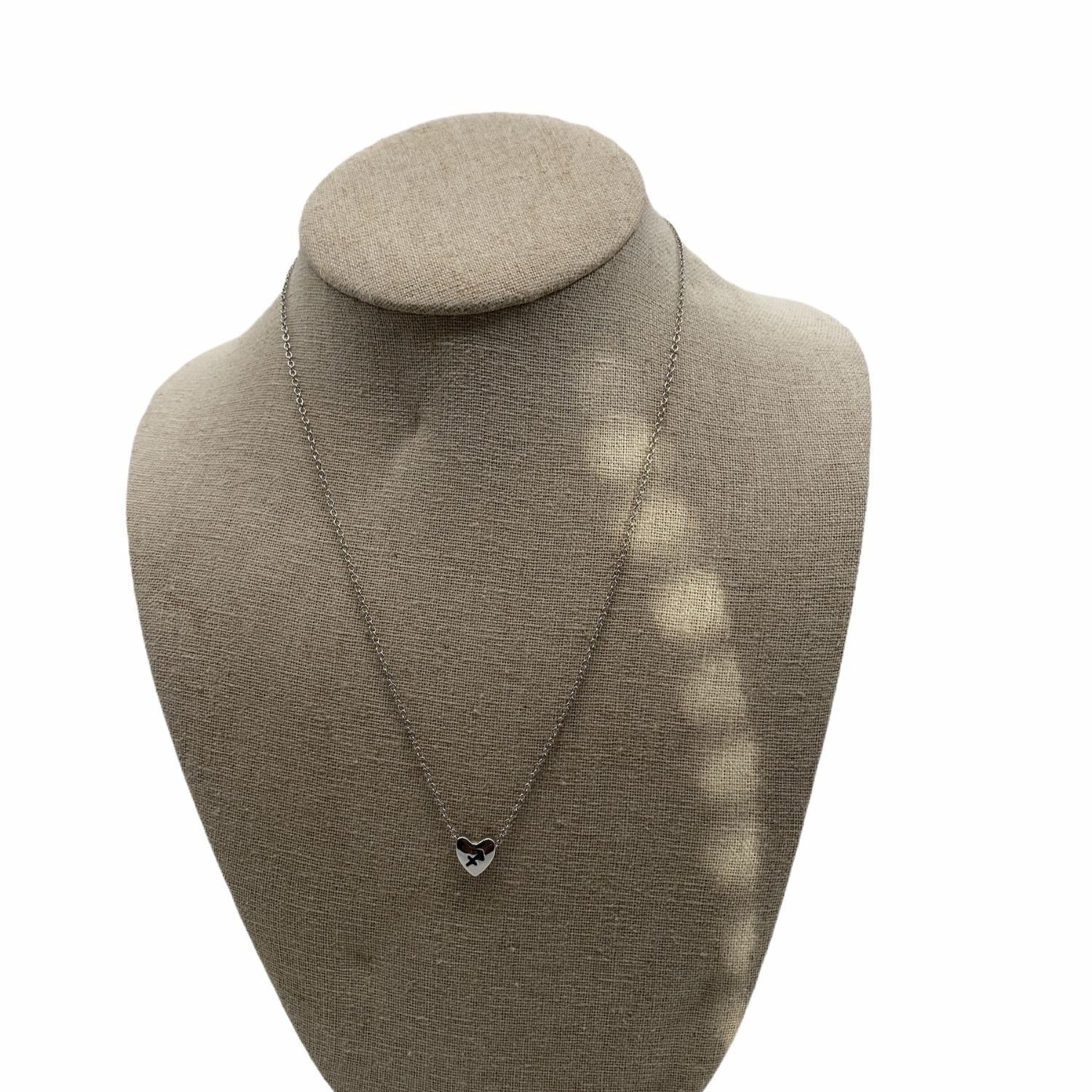 Sagittarius Constellation Heart Pendant Necklace Silver Tone Minimalist Jewelry