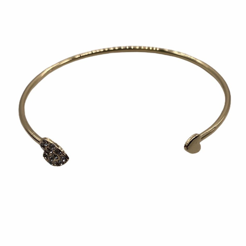 Women’s Rhinestone Love Heart Bangle Cuff Bracelet For Women - Open End