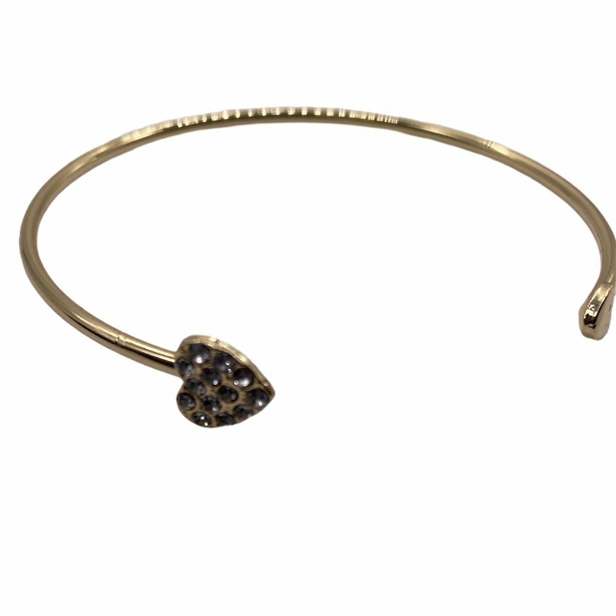 Women’s Rhinestone Love Heart Bangle Cuff Bracelet For Women - Open End