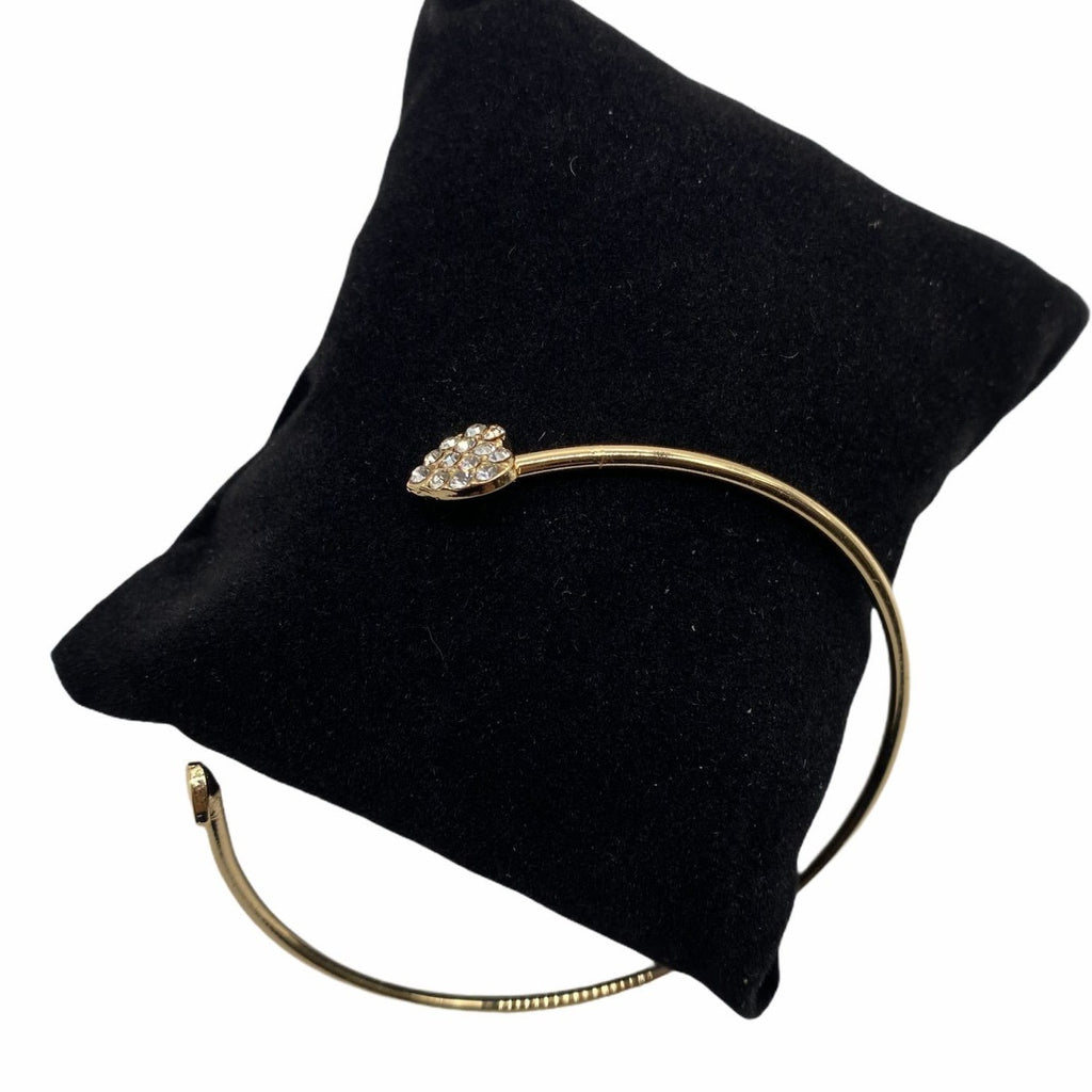 Women’s Rhinestone Love Heart Bangle Cuff Bracelet For Women - Open End
