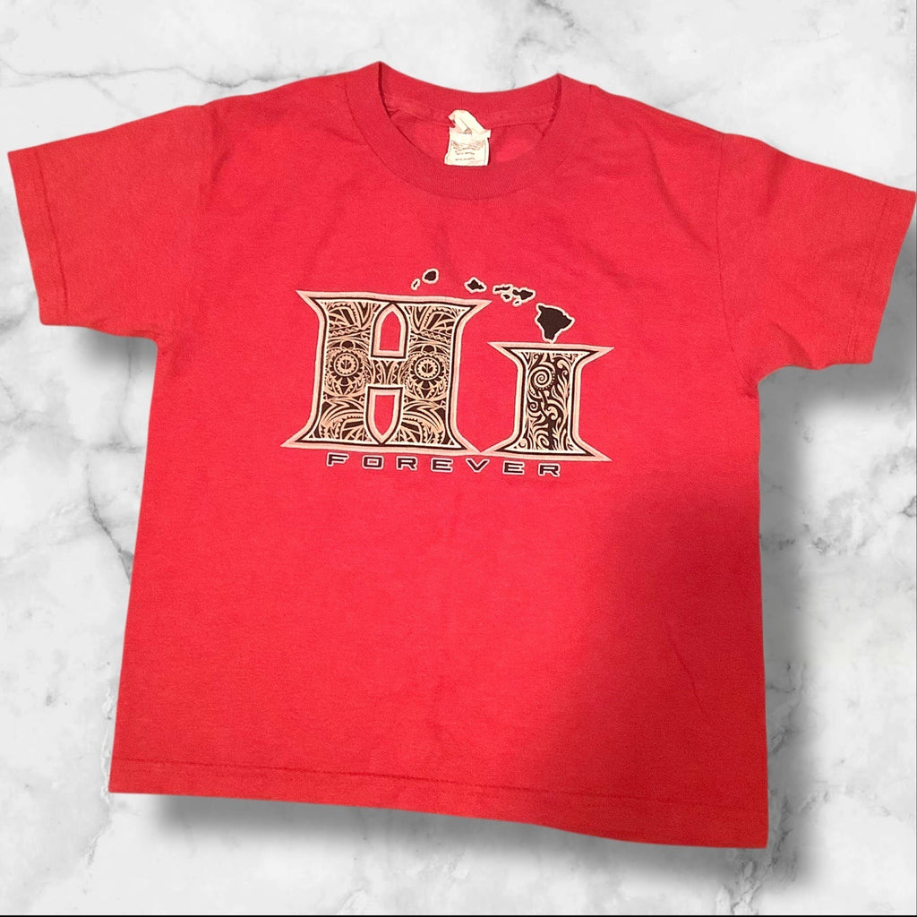 Alstyle Hawaiian "HI Forever" Red Youth T-Shirt XS
