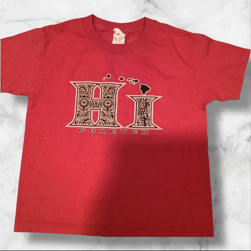 Alstyle Hawaiian "HI Forever" Red Youth T-Shirt XS