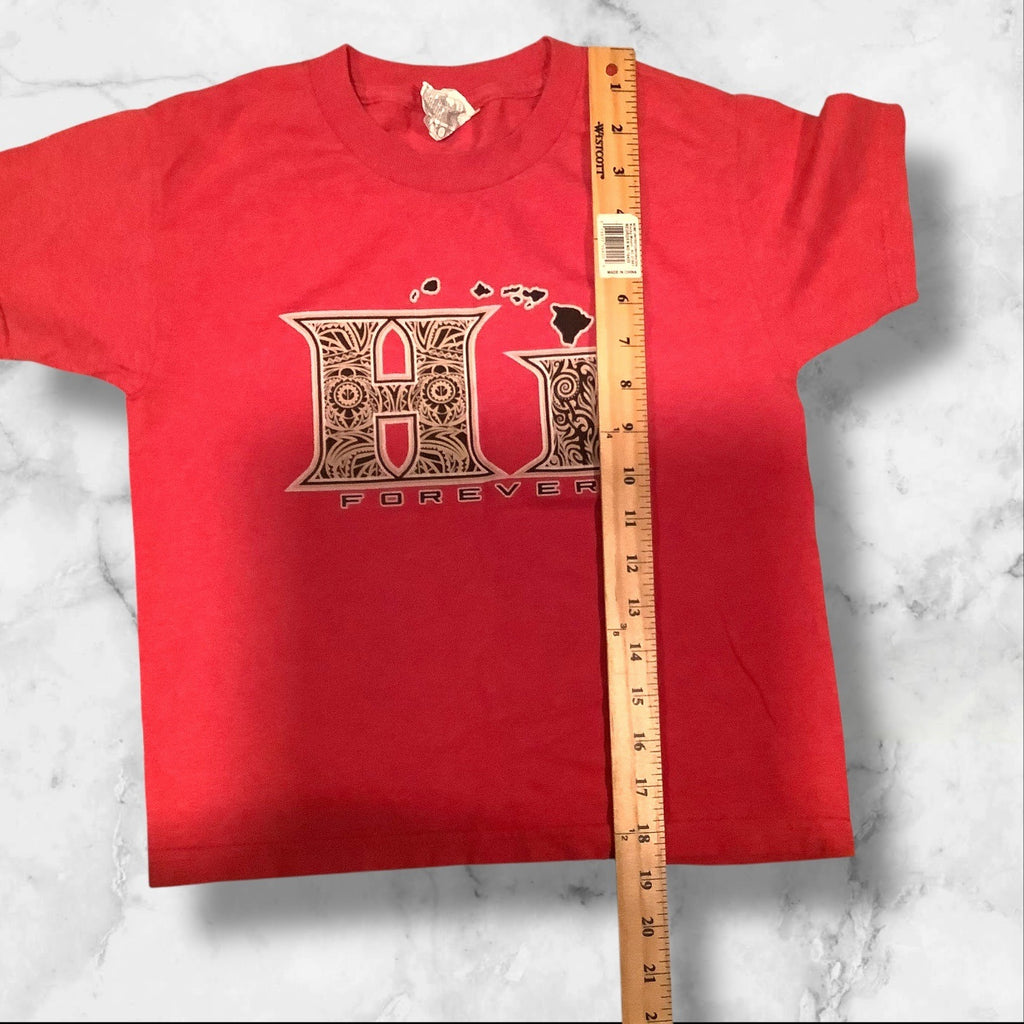 Alstyle Hawaiian "HI Forever" Red Youth T-Shirt XS