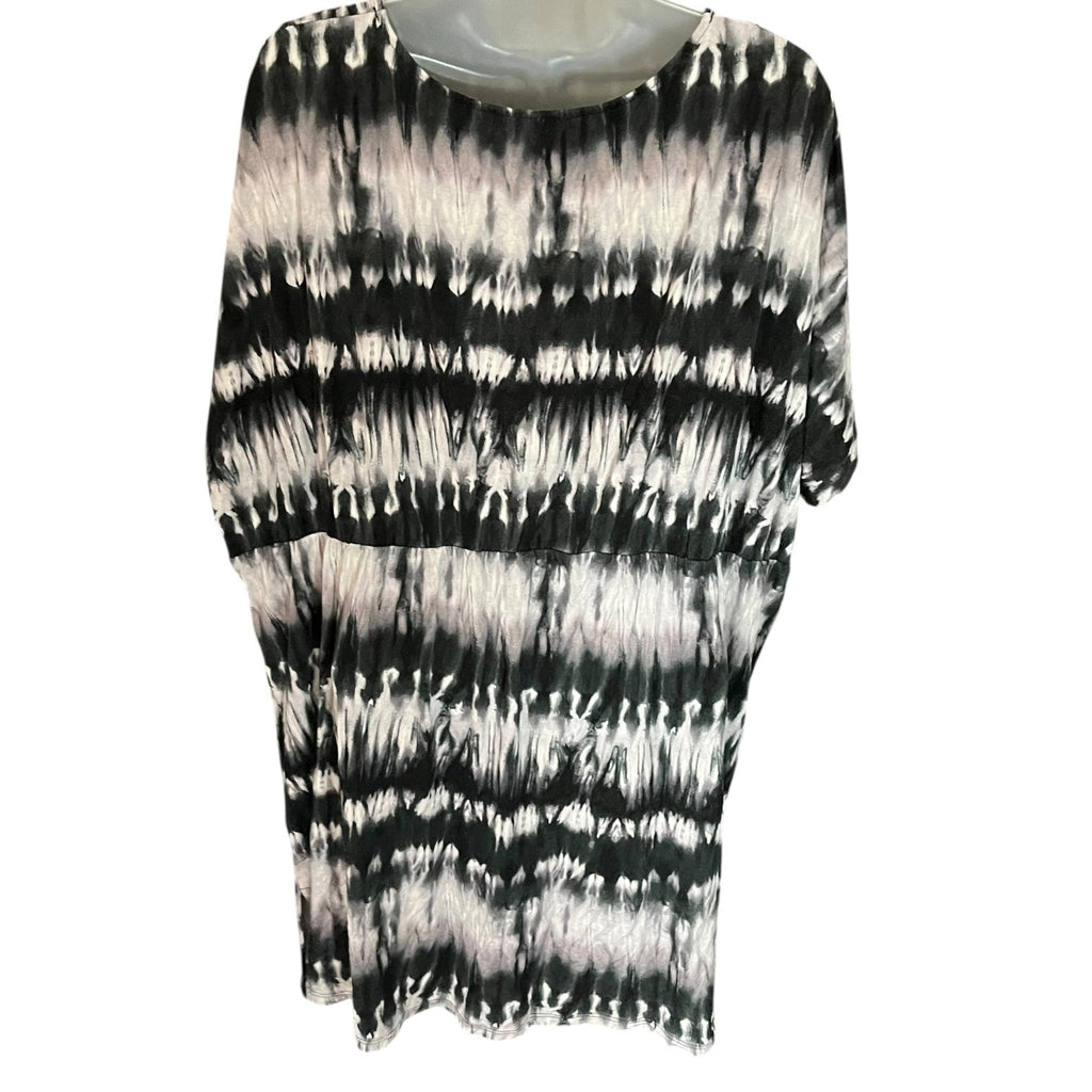 Joe Boxer Womens Tie Dye Camisole Blouse Size 1X/2X Black & Gray V-Neck Tassels