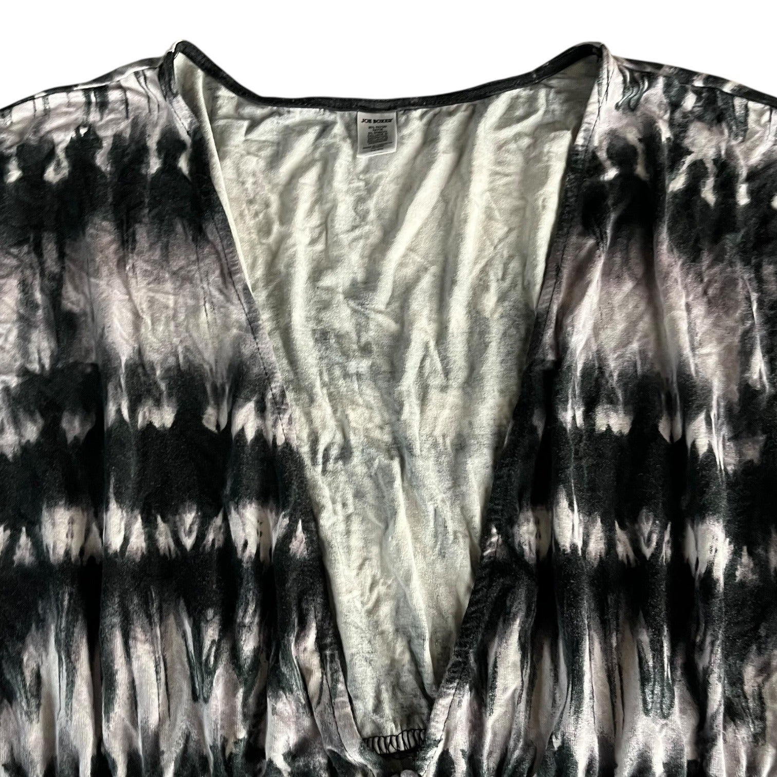 Joe Boxer Womens Tie Dye Camisole Blouse Size 1X/2X Black & Gray V-Neck Tassels