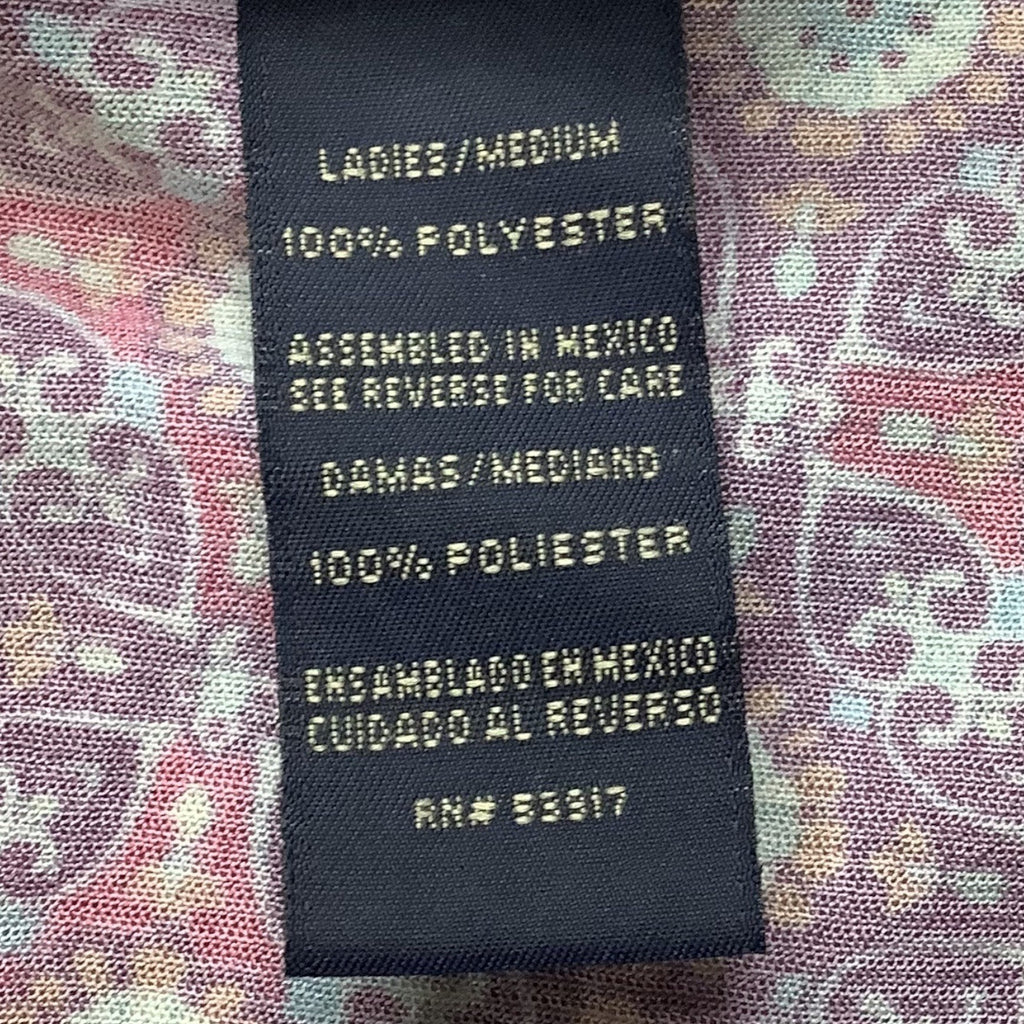 Route 66 Ladies Red Blouse Flare Bell Sleeves Sz M Boho Geometric Pattern