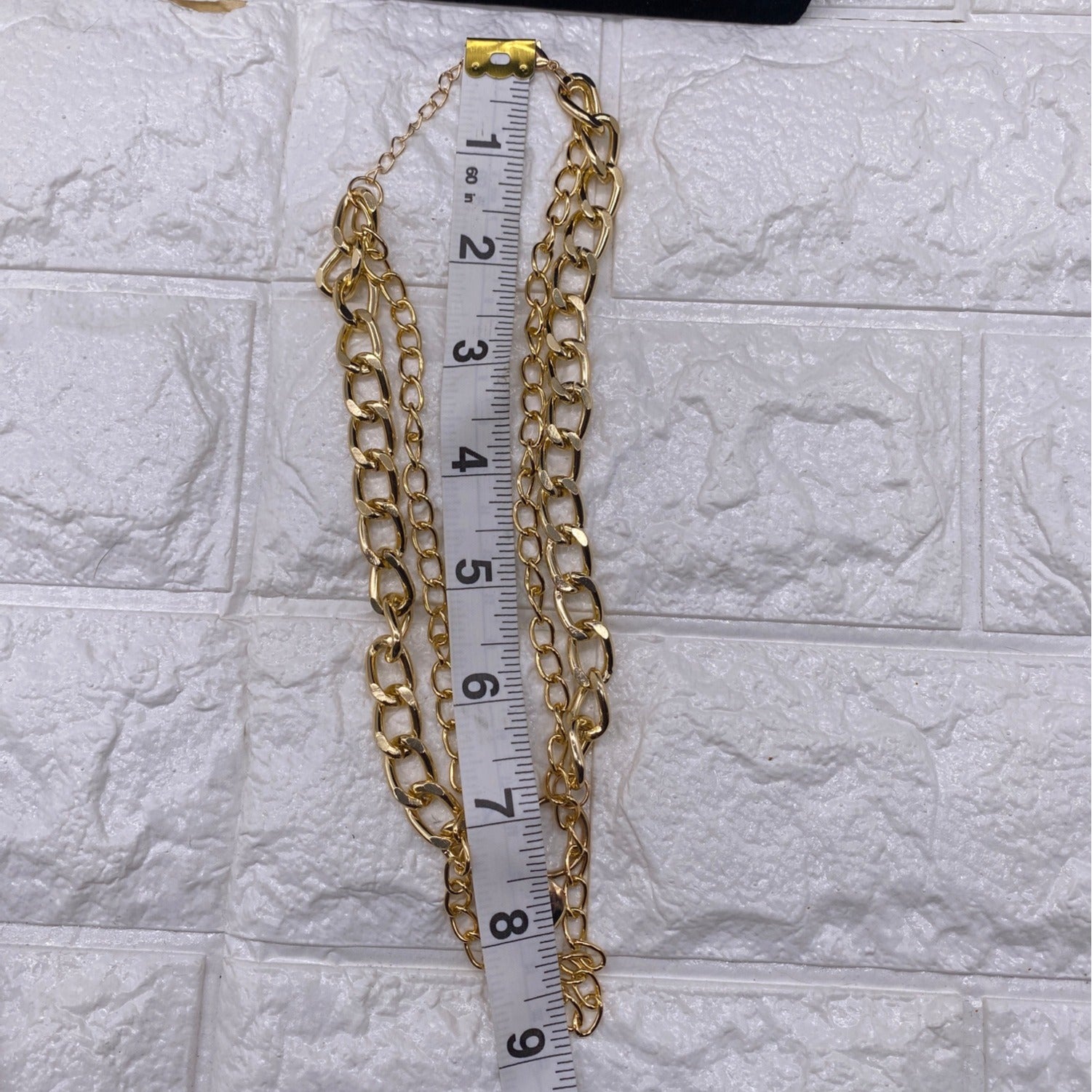 Double-Strand Curb Chain Heart Pendant Women’s Necklace Gold Tone