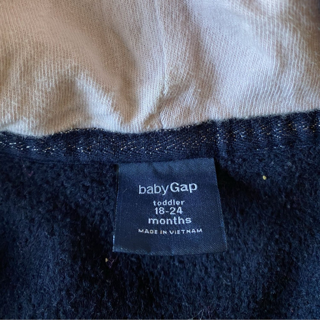 Baby Gap Toddler Girls Full-Zip Hoodie Size 18-24M Navy With Pink & White Accents