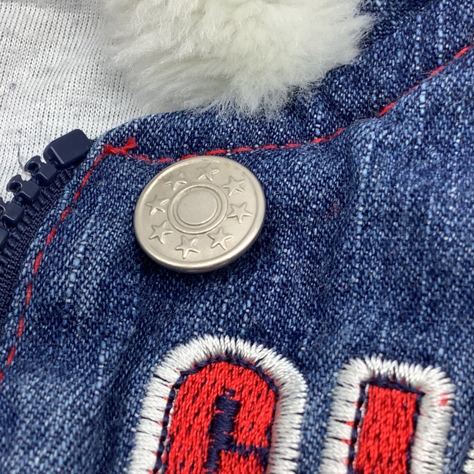 Mon Petit Baby Girl Size 24M Denim Jacket With Faux Fur Hood & Heart Patch