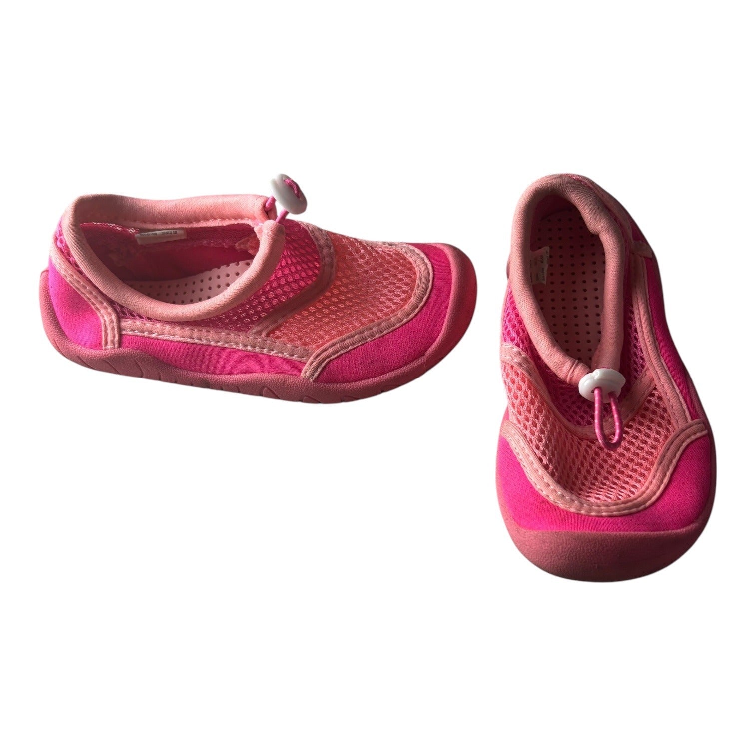 Wonder Nation Girls Swim Shoes Pink Mesh Slip On Size 9-10 Adjustable Drawstring