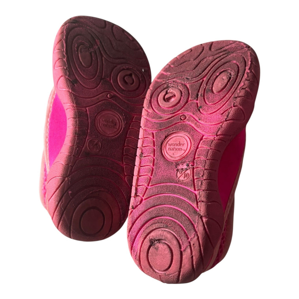 Wonder Nation Girls Swim Shoes Pink Mesh Slip On Size 9-10 Adjustable Drawstring