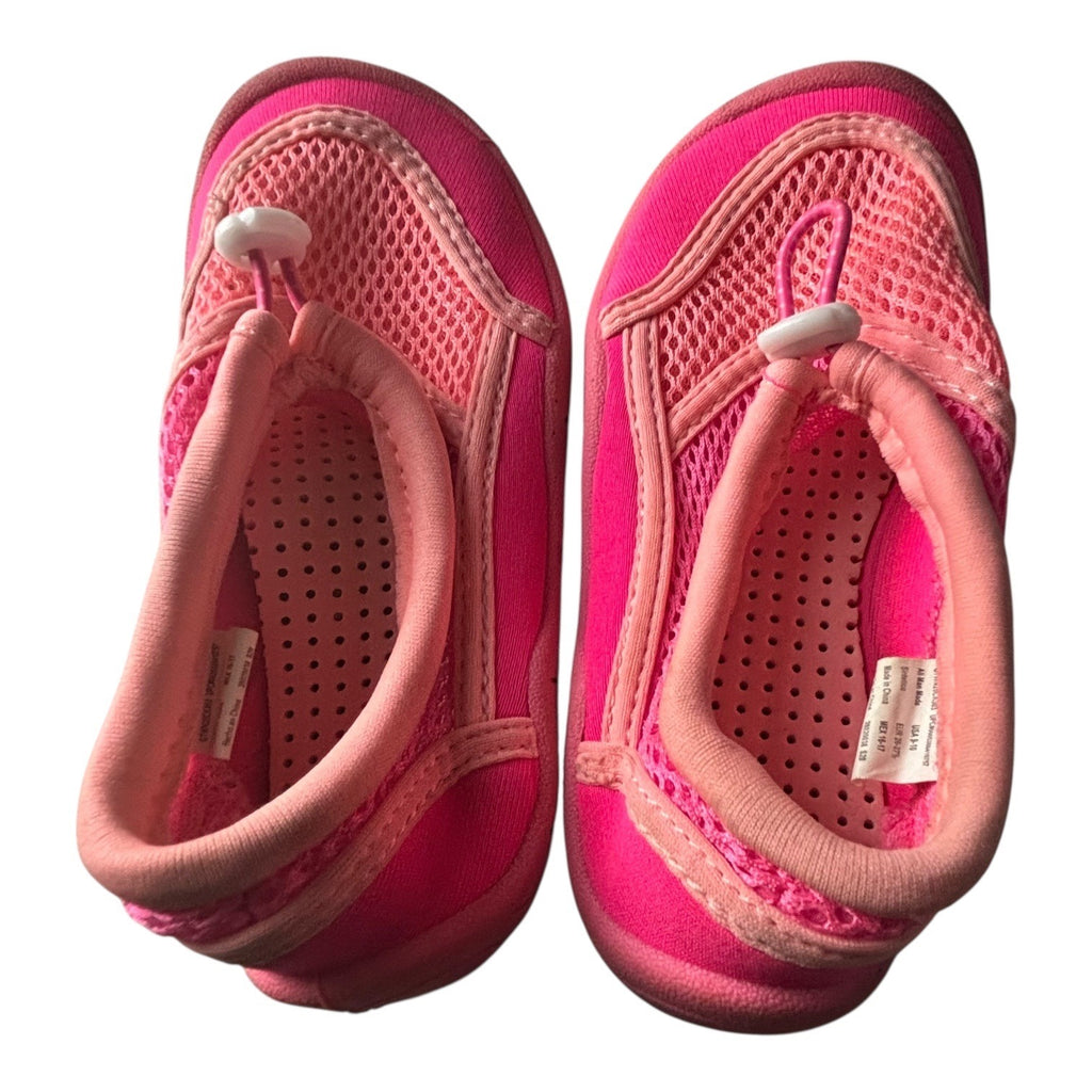 Wonder Nation Girls Swim Shoes Pink Mesh Slip On Size 9-10 Adjustable Drawstring