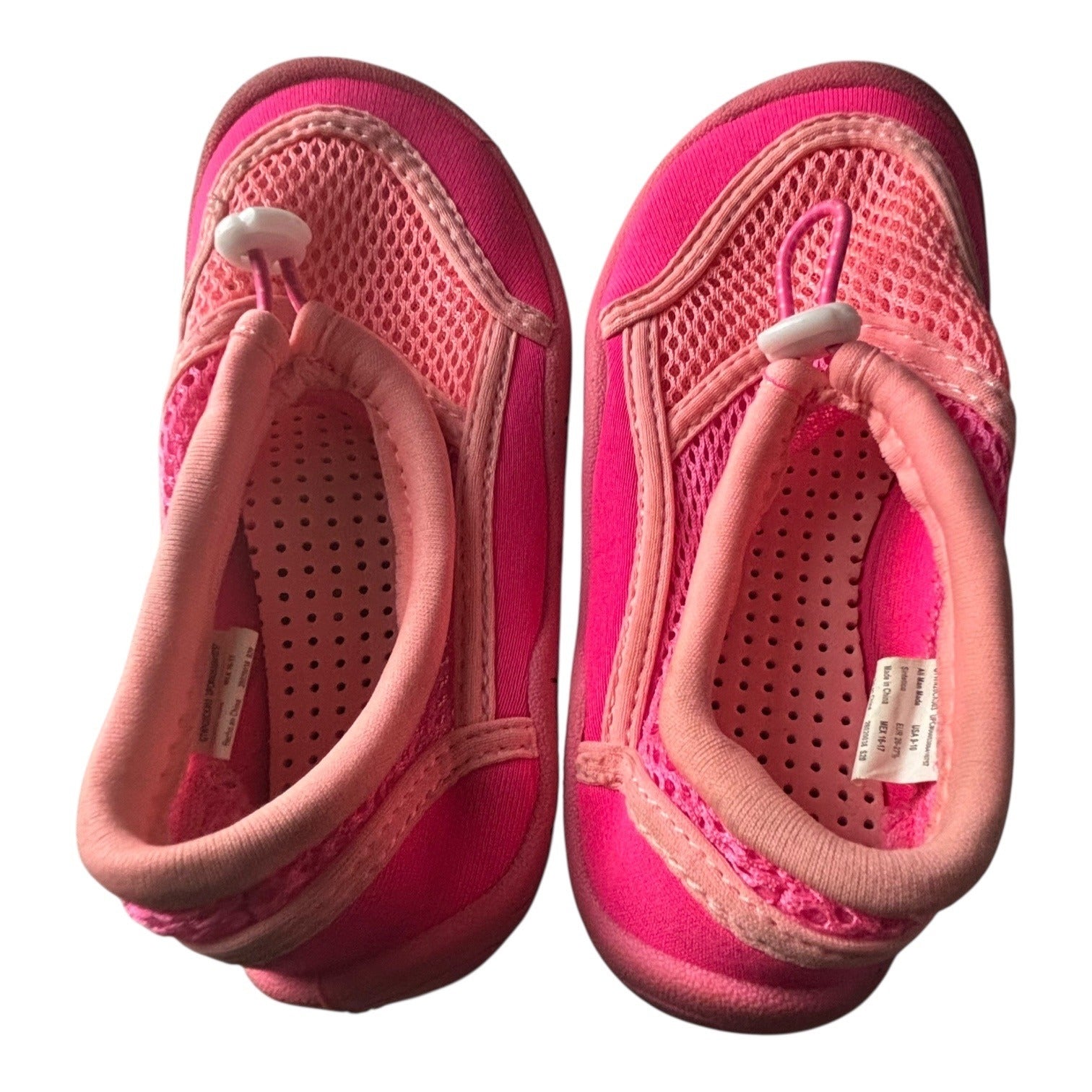 Wonder Nation Girls Swim Shoes Pink Mesh Slip On Size 9-10 Adjustable Drawstring