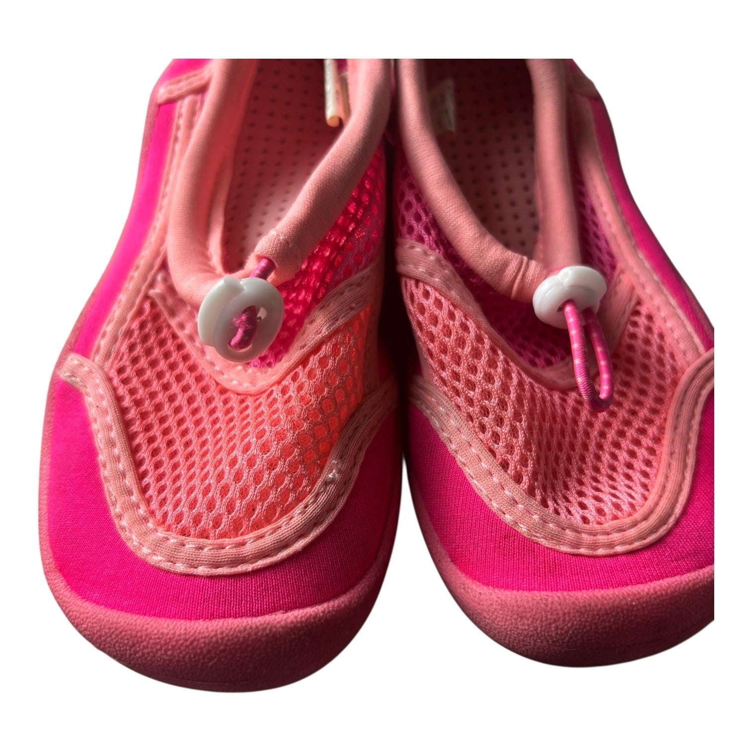 Wonder Nation Girls Swim Shoes Pink Mesh Slip On Size 9-10 Adjustable Drawstring