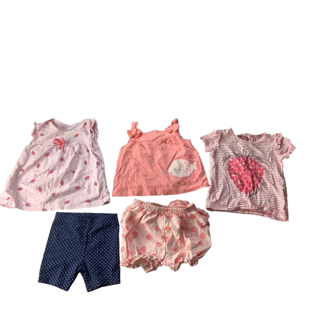 Child Of Mine By Carters Girls 5 Pc Lot Tops & Bottoms Sizes 0-3M & 3-6M