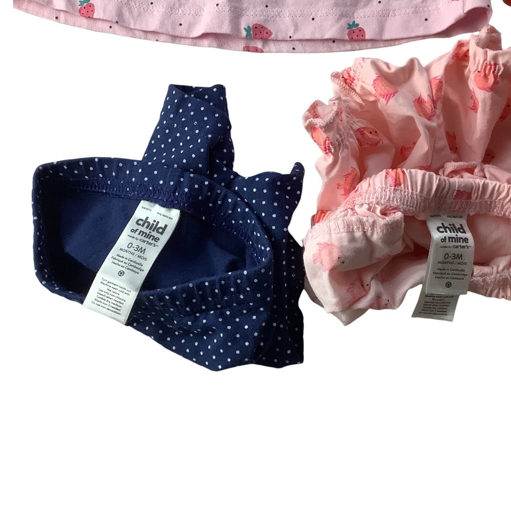 Child Of Mine By Carters Girls 5 Pc Lot Tops & Bottoms Sizes 0-3M & 3-6M