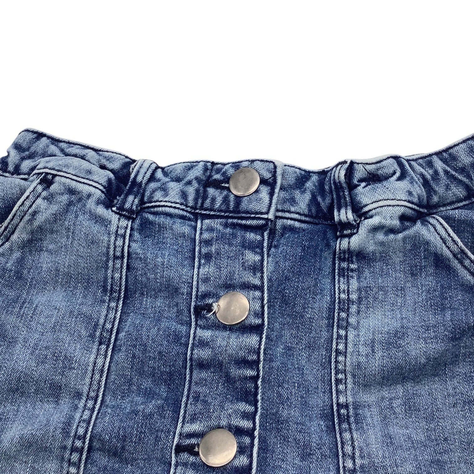 Girls Denim Skirt Blue Size 10-11 Elastic Waist With Button Closure & Pockets