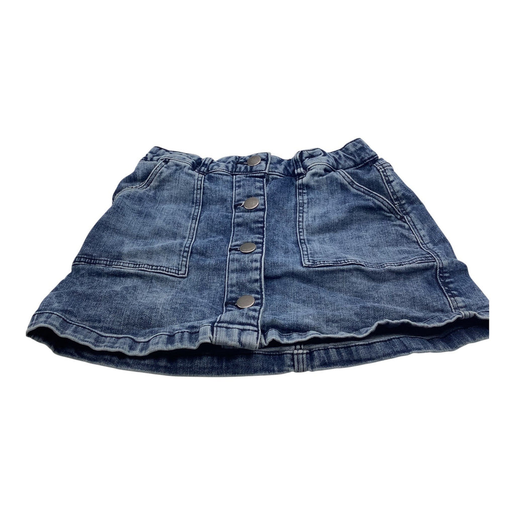 Girls Denim Skirt Blue Size 10-11 Elastic Waist With Button Closure & Pockets
