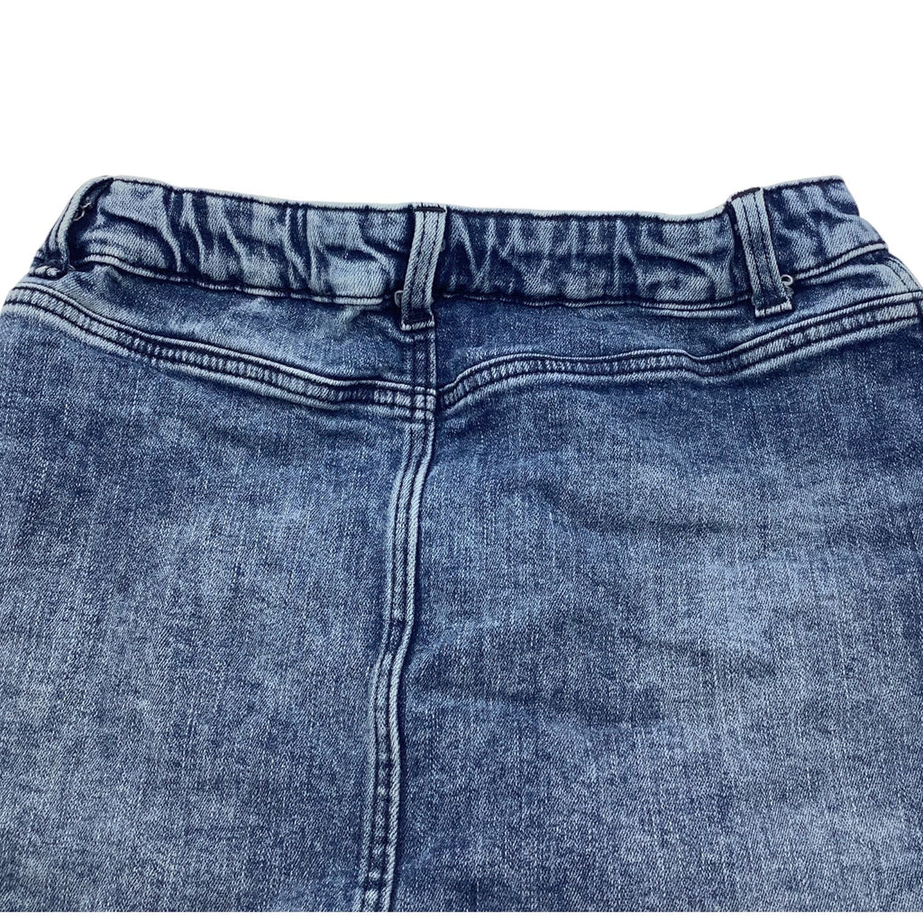 Girls Denim Skirt Blue Size 10-11 Elastic Waist With Button Closure & Pockets