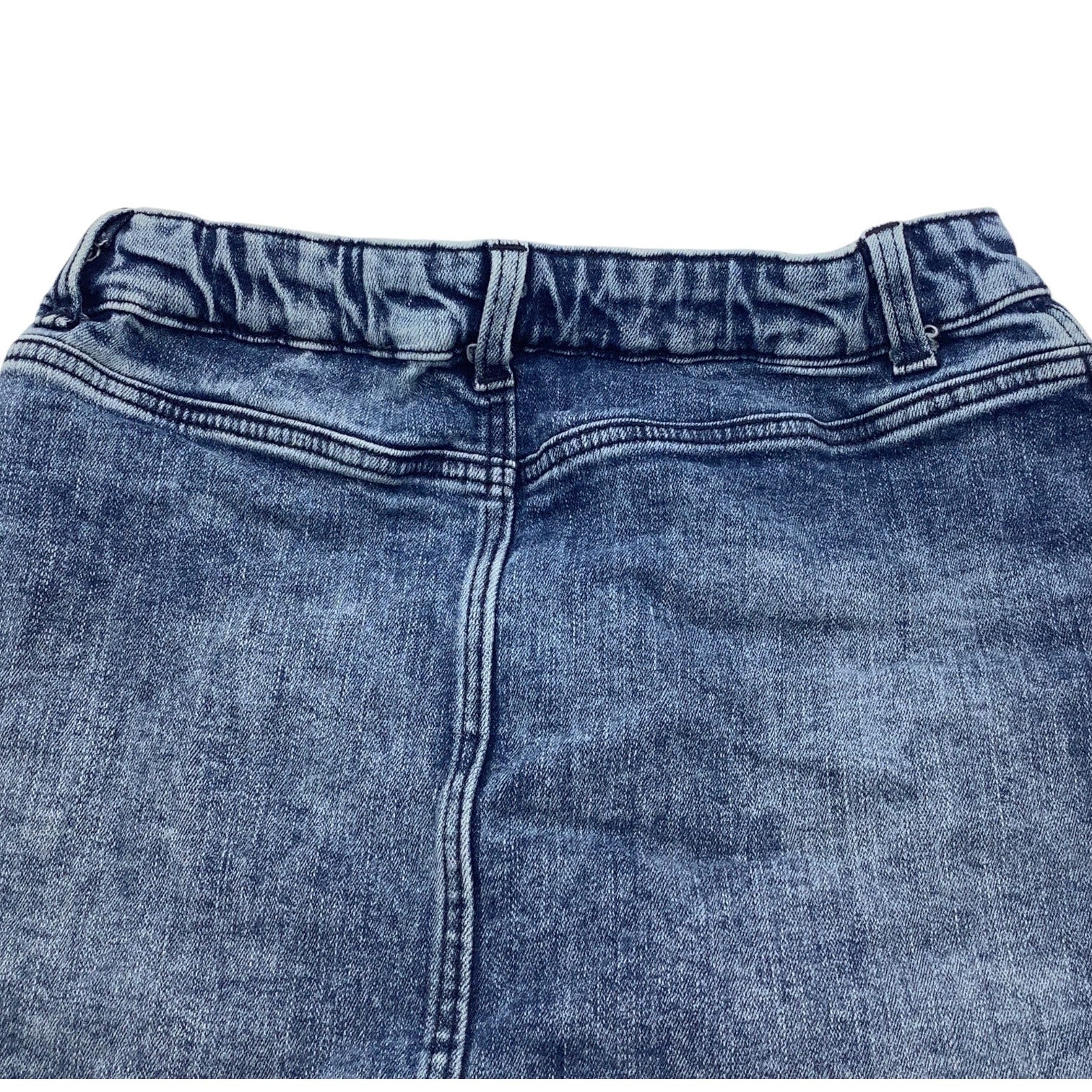 Girls Denim Skirt Blue Size 10-11 Elastic Waist With Button Closure & Pockets