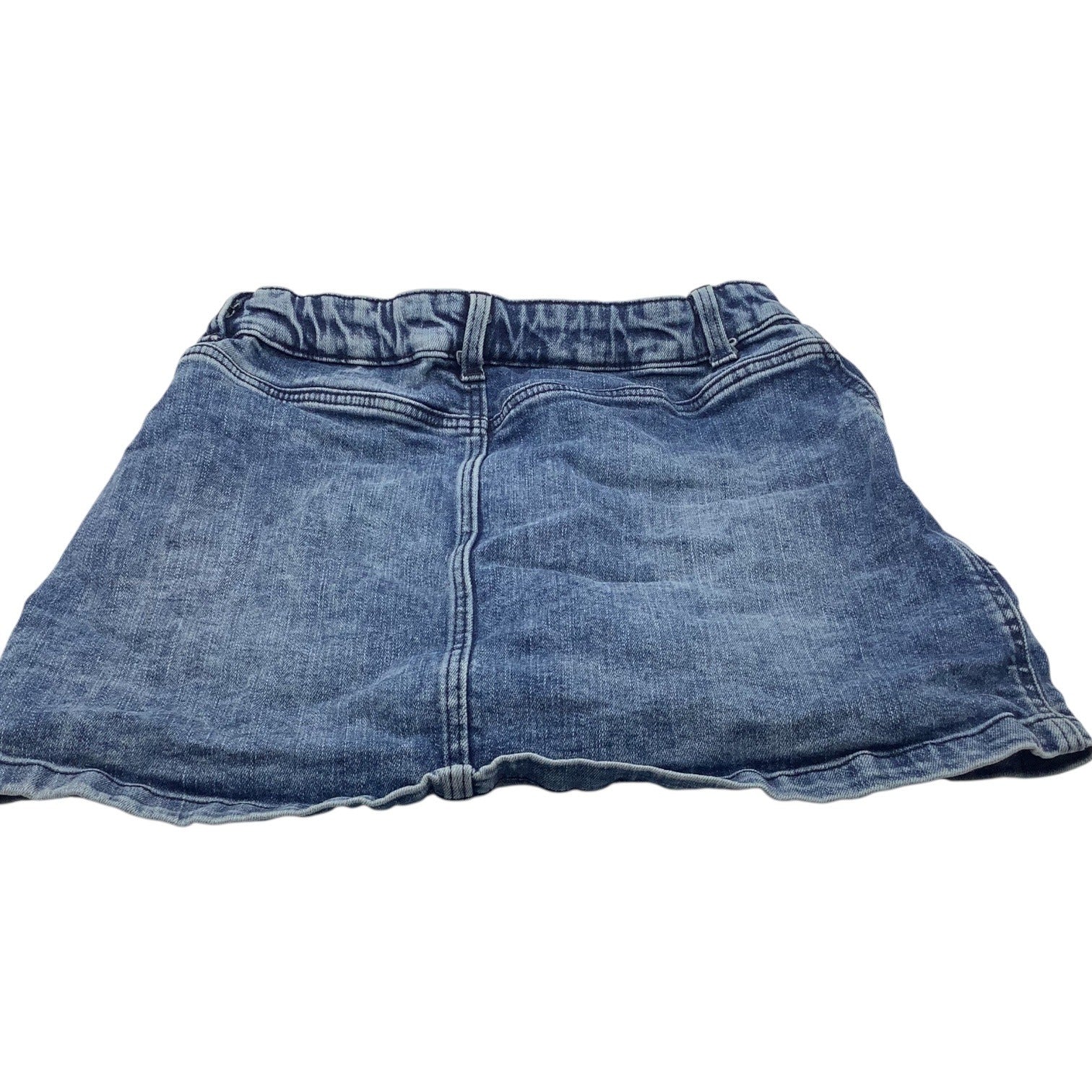 Girls Denim Skirt Blue Size 10-11 Elastic Waist With Button Closure & Pockets
