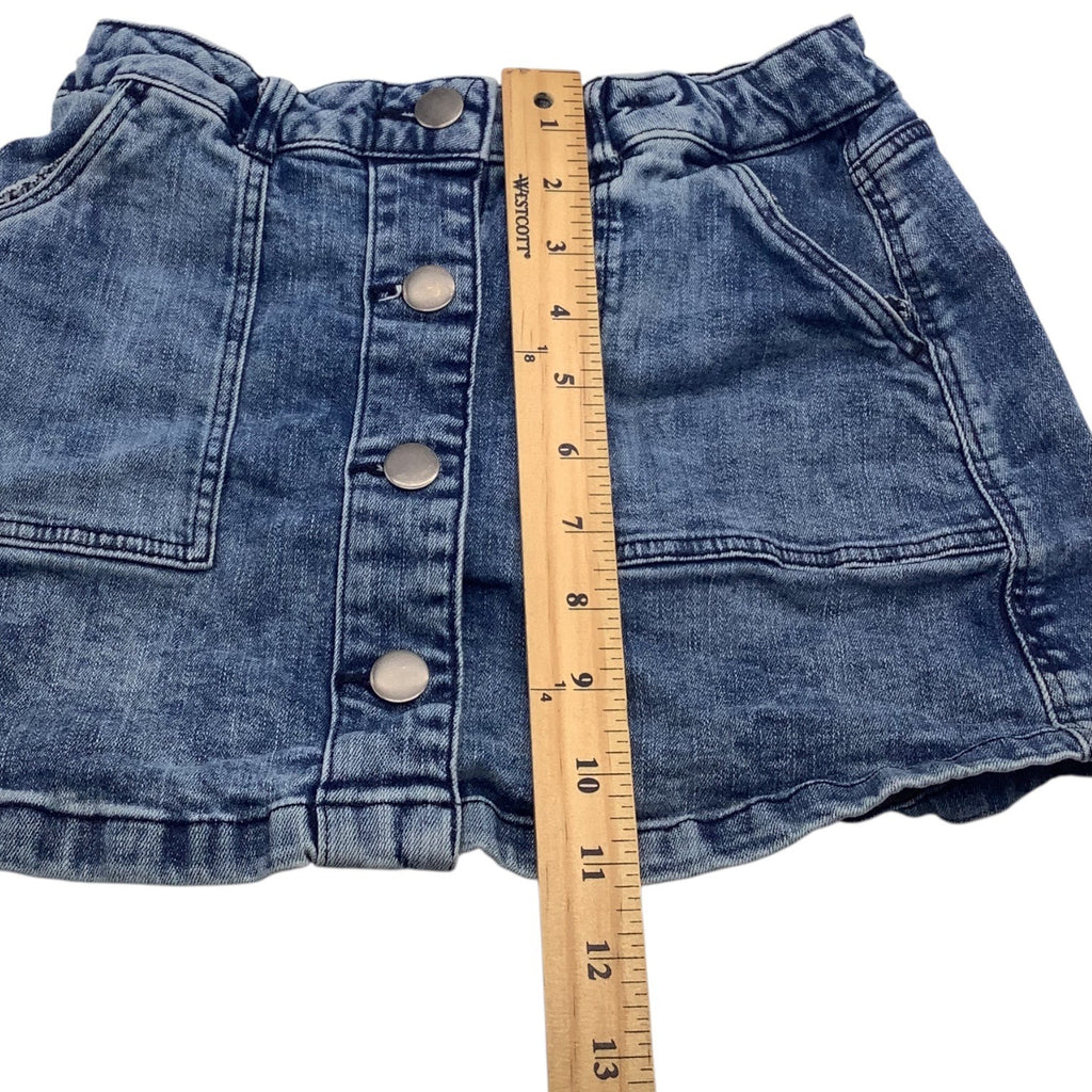 Girls Denim Skirt Blue Size 10-11 Elastic Waist With Button Closure & Pockets