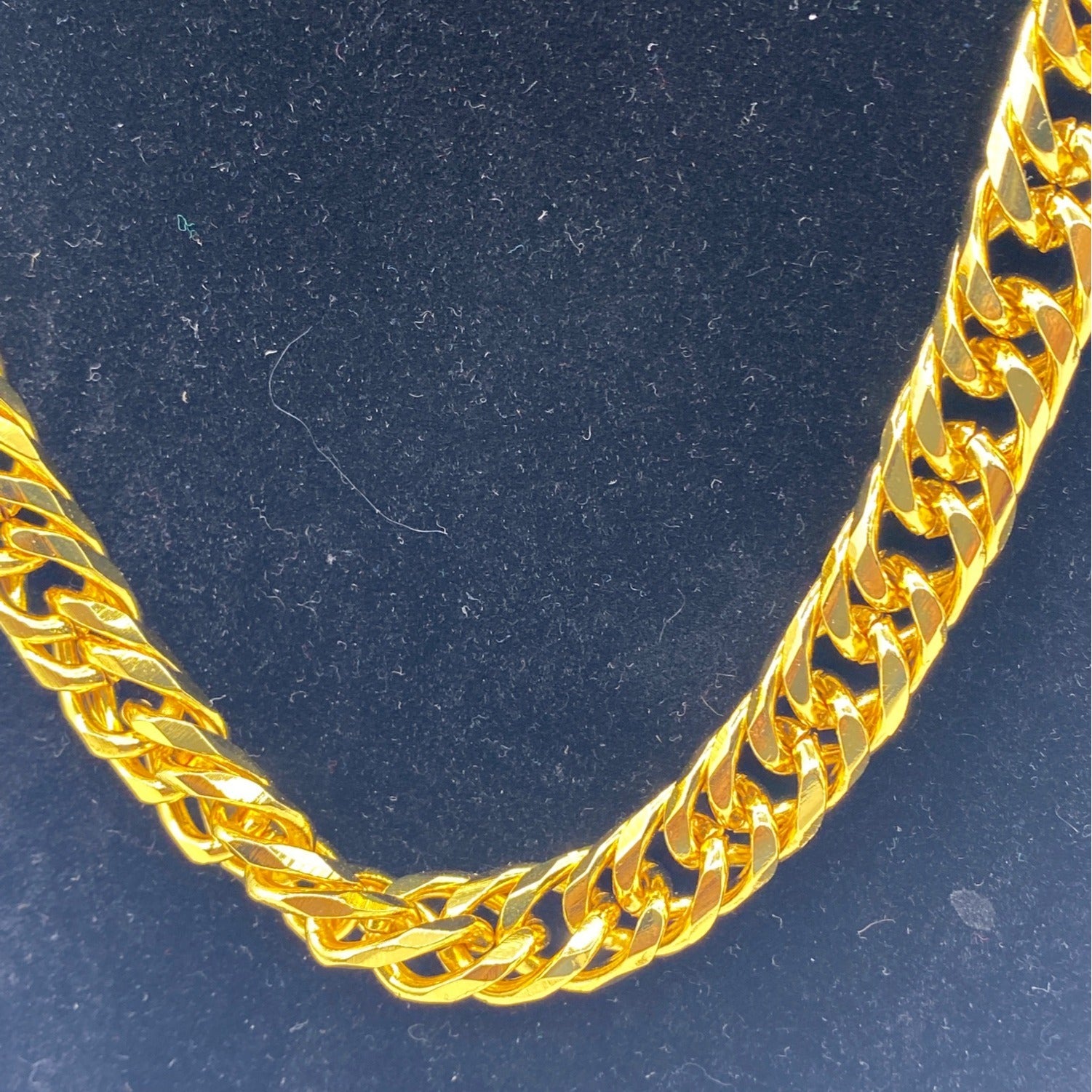 Bulky Cuban Chain Necklace Bracelet Gold Tone Unisex Jewelry Set Fashion