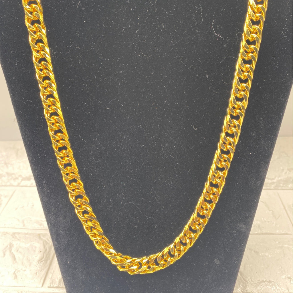 Bulky Cuban Chain Necklace Bracelet Gold Tone Unisex Jewelry Set Fashion