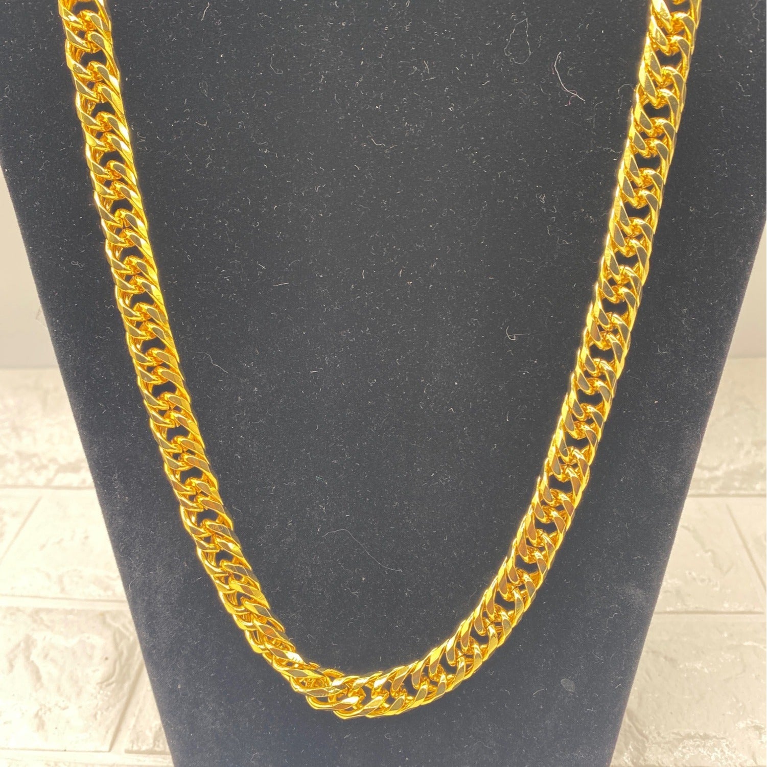 Bulky Cuban Chain Necklace Bracelet Gold Tone Unisex Jewelry Set Fashion